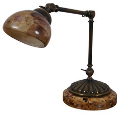 Vintage Maitland Smith Brass Tessellated Penshell Articulating Library Desk Lamp