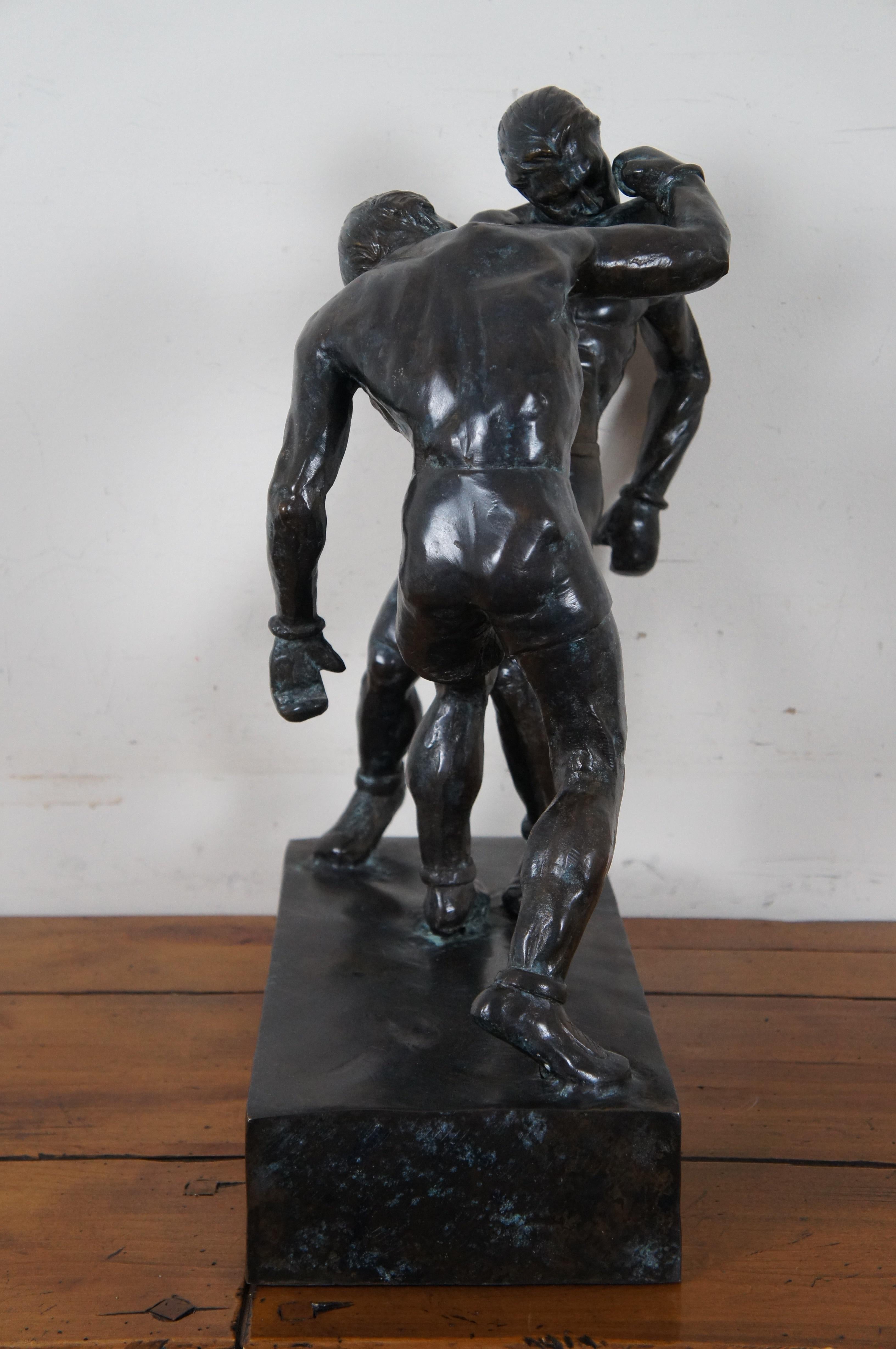 Vintage Maitland Smith Bronze Boxing Sculpture Fighting Boxers 1