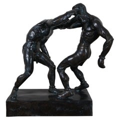Vintage Maitland Smith Bronze Boxing Sculpture Fighting Boxers