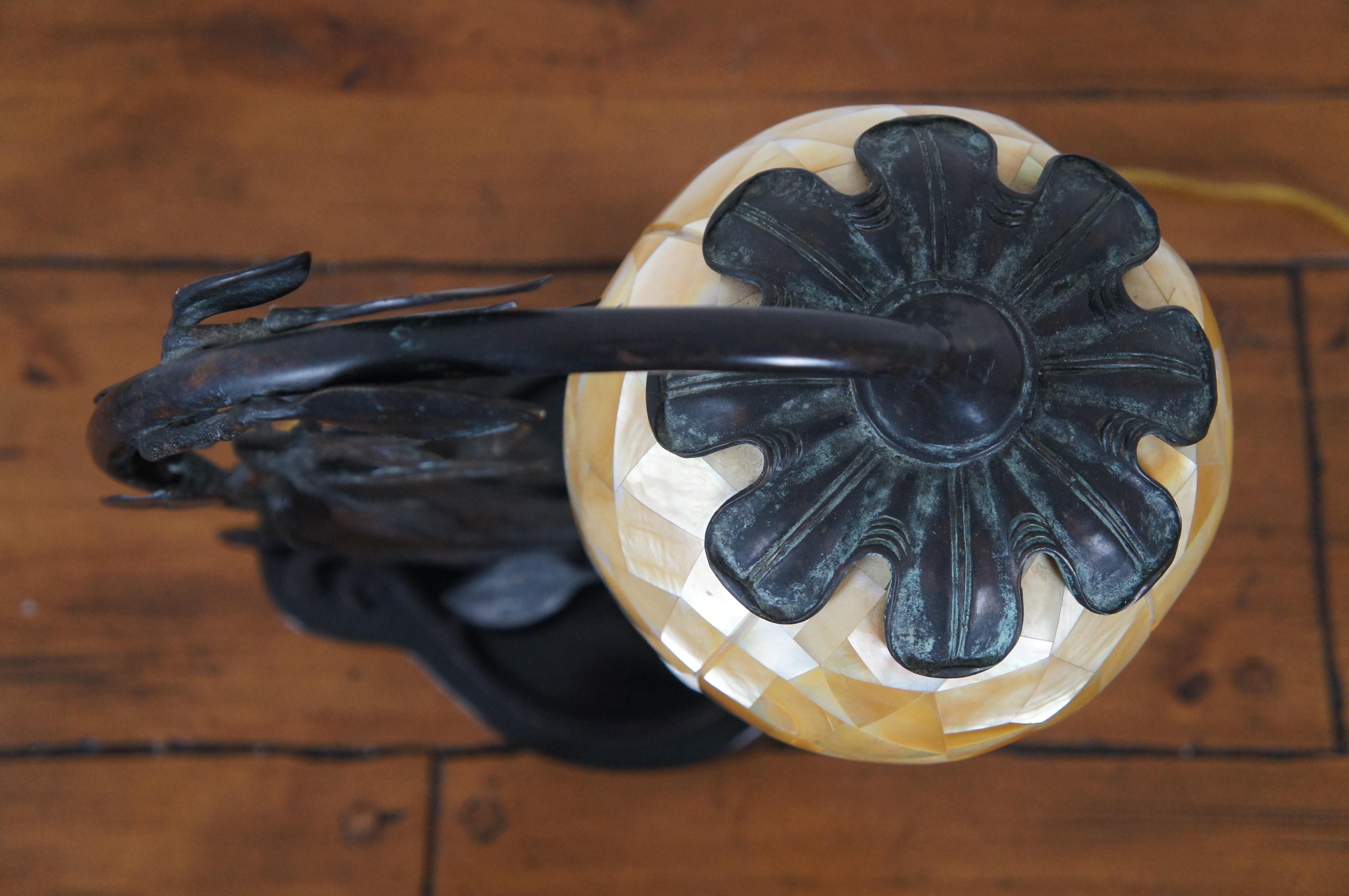 Maitland Smith Bronze Marmor Perlmutt Tulpenblumen-Schreibtischlampe 22