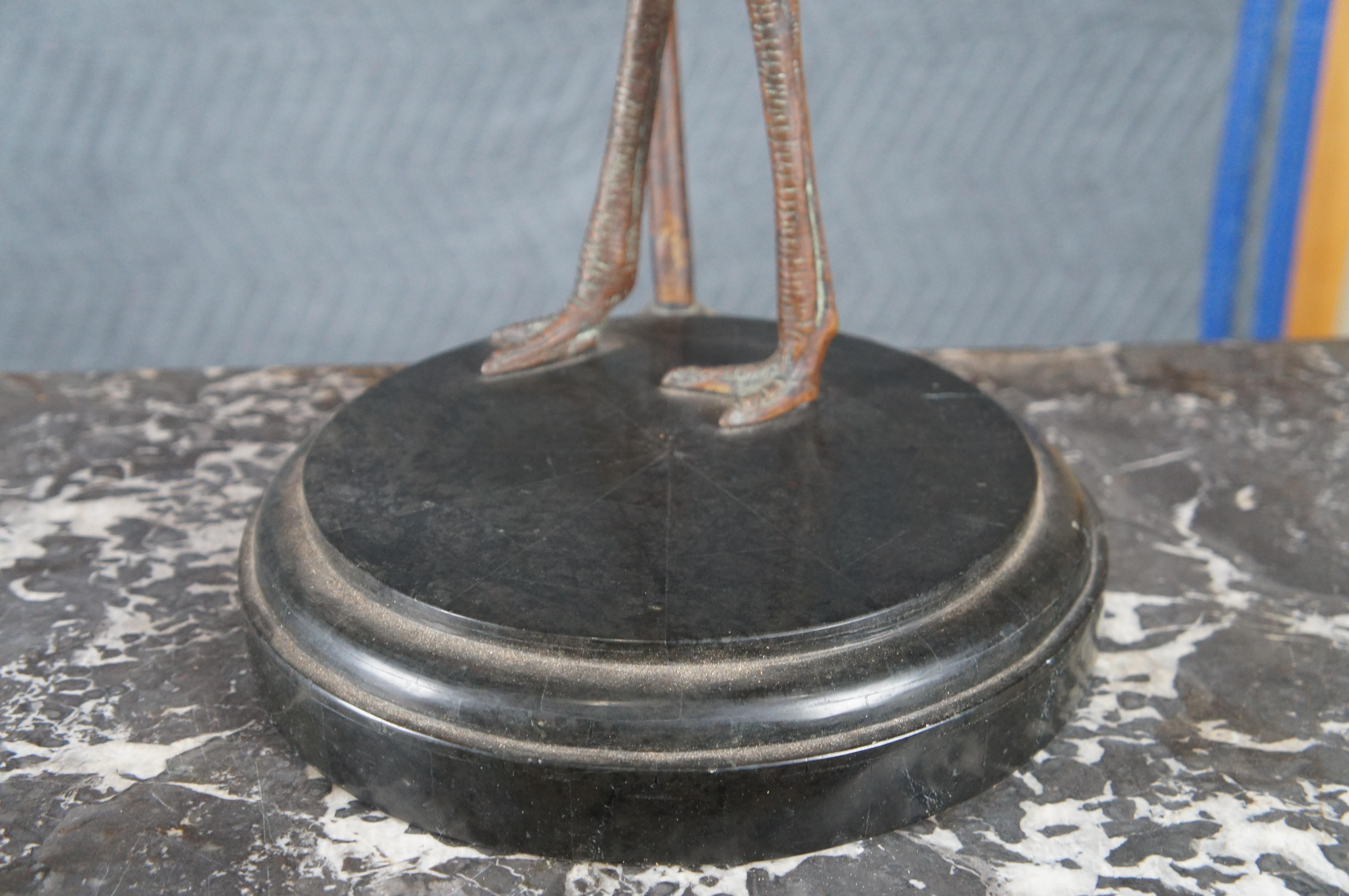 Vintage Maitland Smith Bronze Affen Reiter Strauß Tischlampe Lederschirm 39