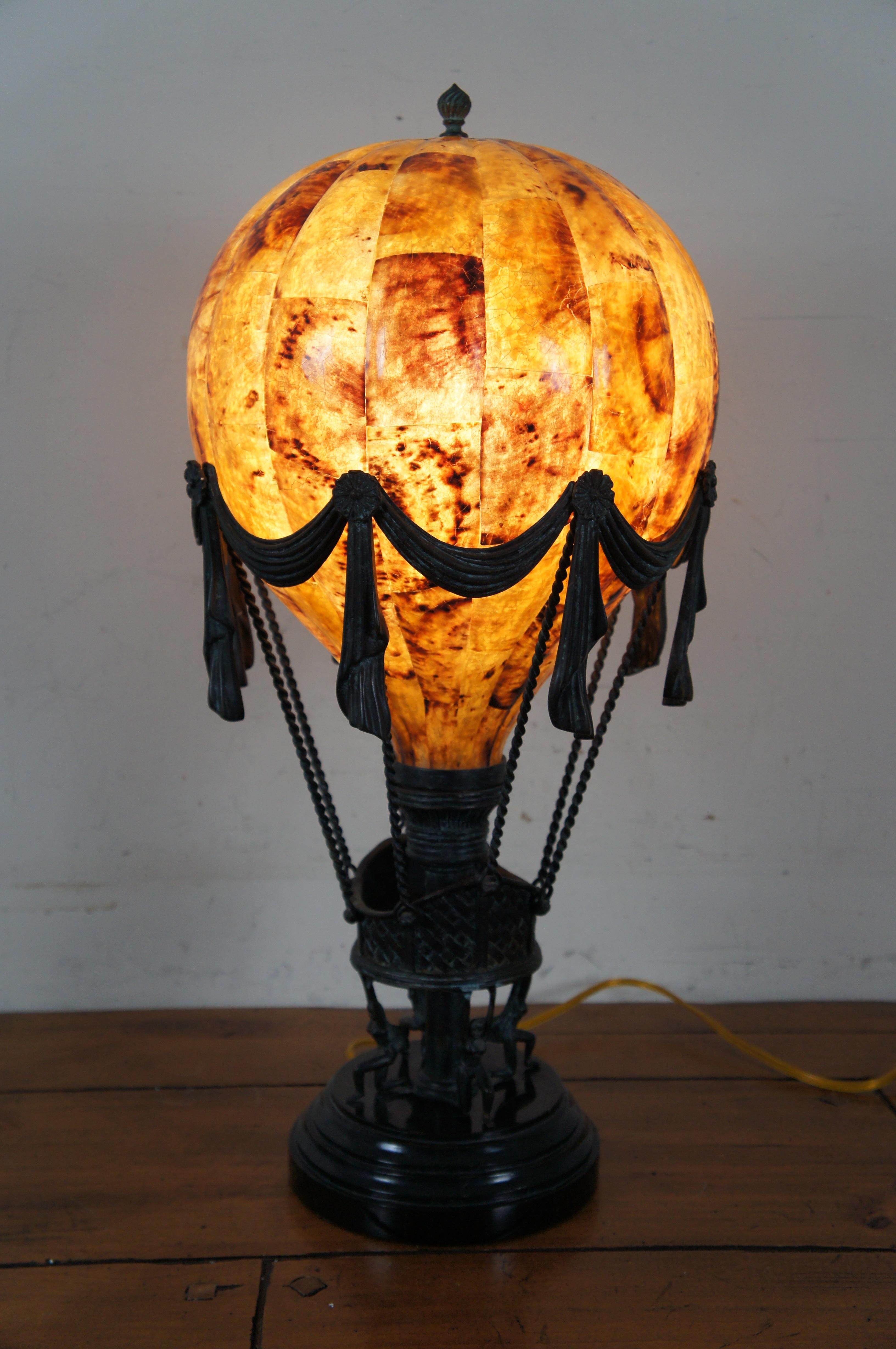 Vintage Maitland Smith Bronze Penshell Hot Air Balloon Table Lamp 8135-17 3