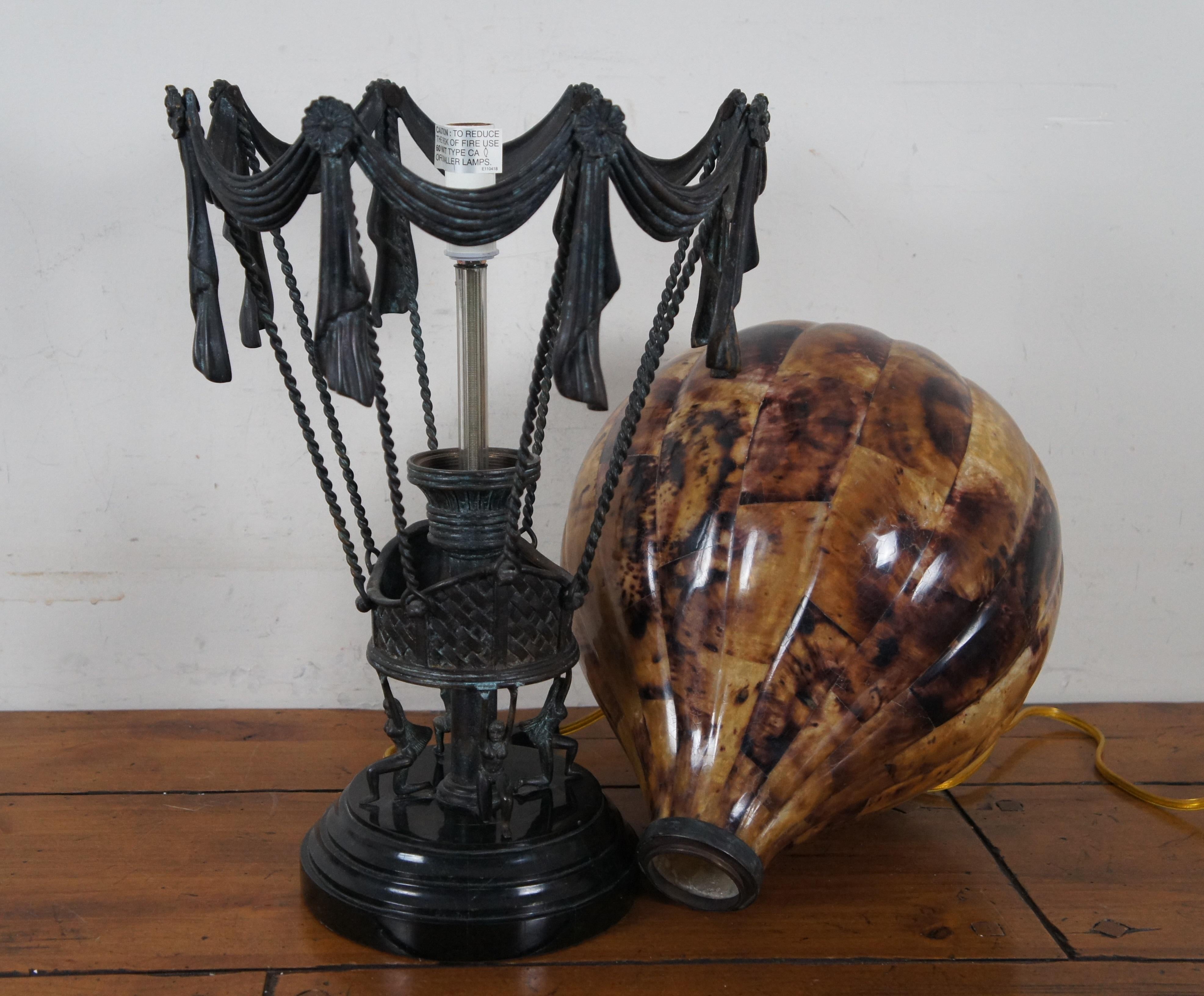 20th Century Vintage Maitland Smith Bronze Penshell Hot Air Balloon Table Lamp 8135-17