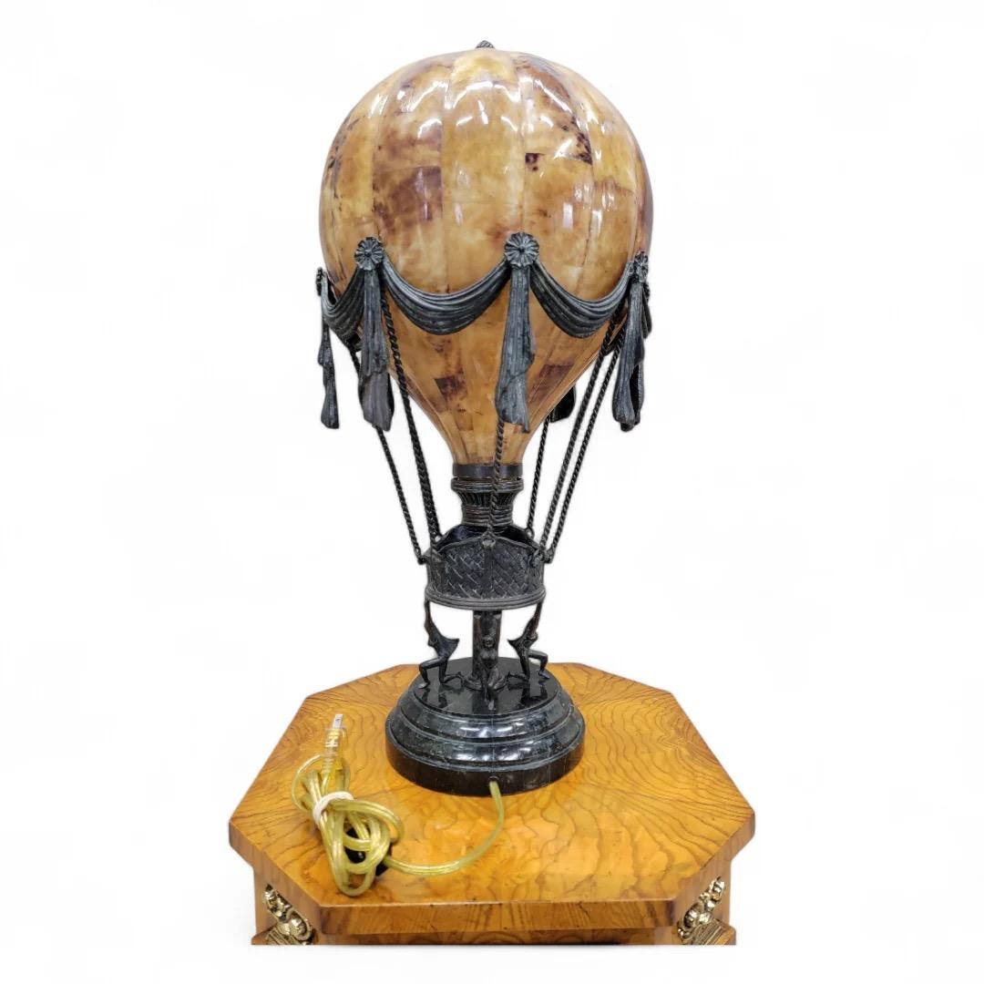 Unknown Vintage Maitland Smith Bronze/Penshell Hot Air Balloon Table Lamp