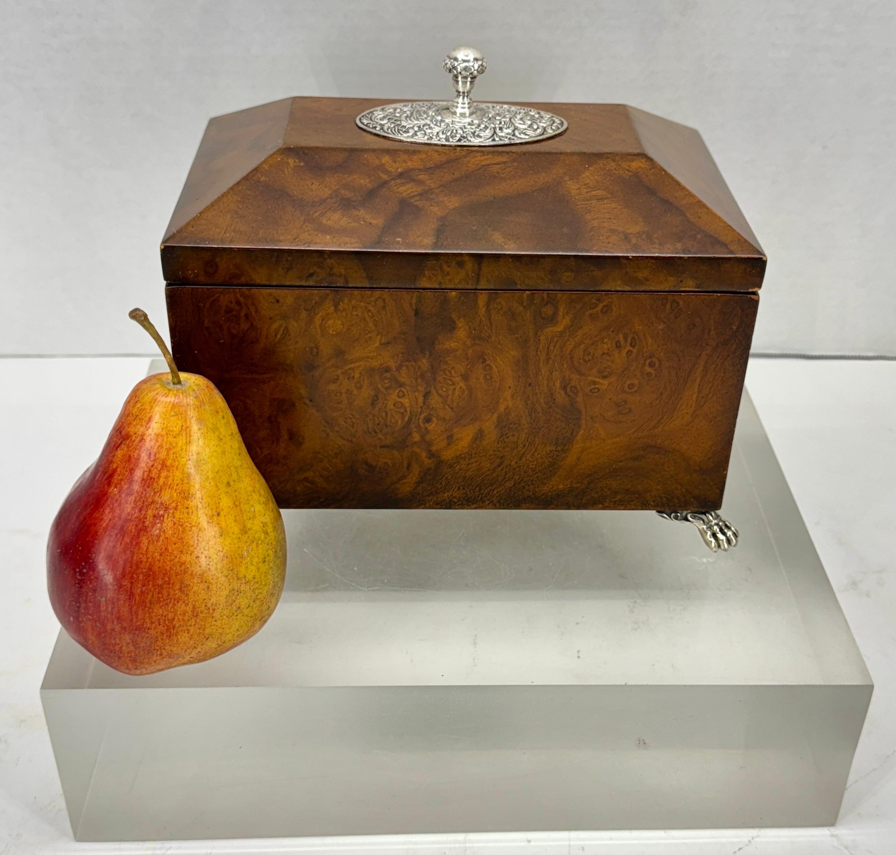Vintage Maitland-Smith Burl Walnut Jewelry Box Tea Caddy For Sale