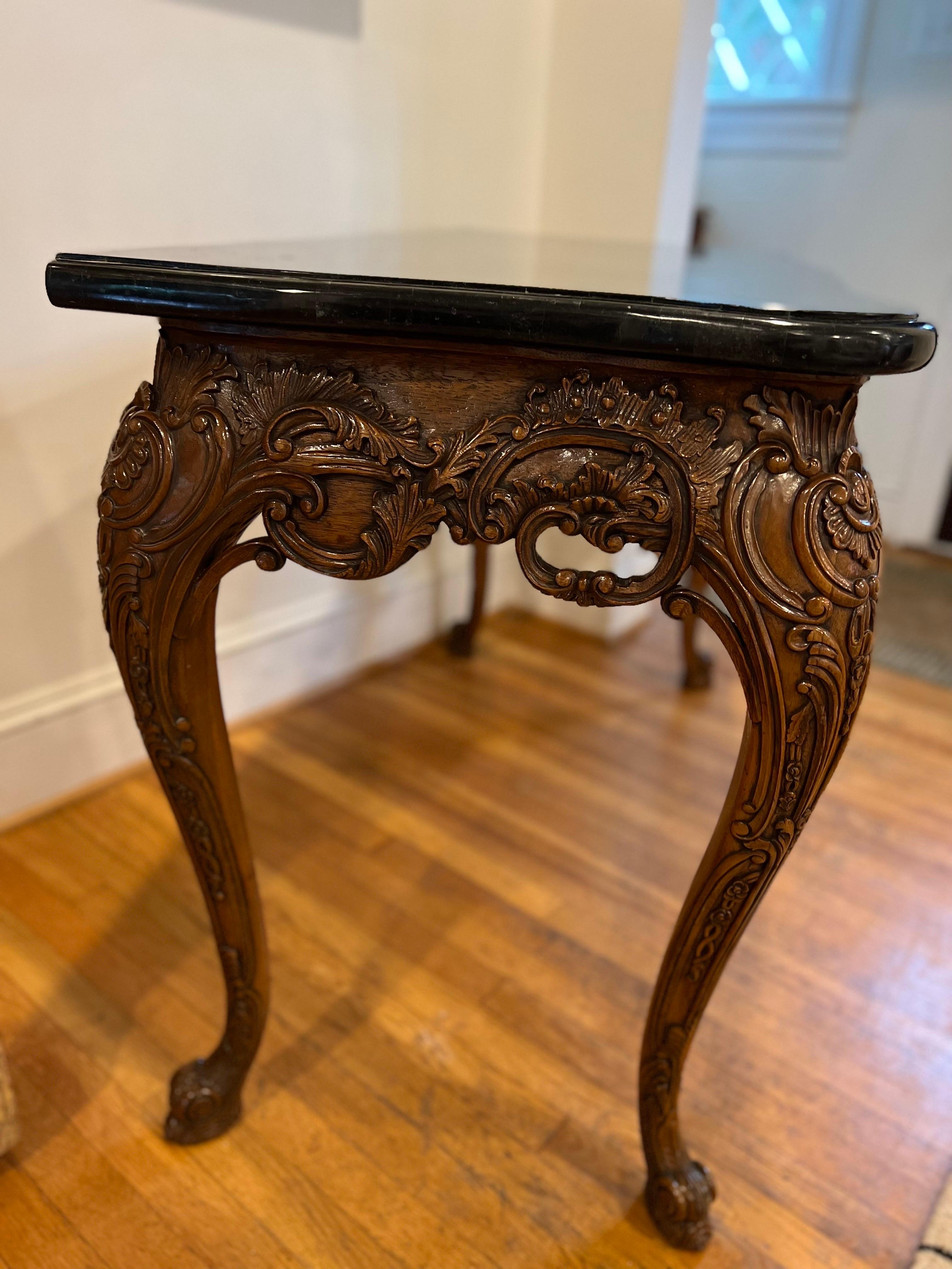 Vintage Maitland Smith Carved Oak Console Table / Desk For Sale 2