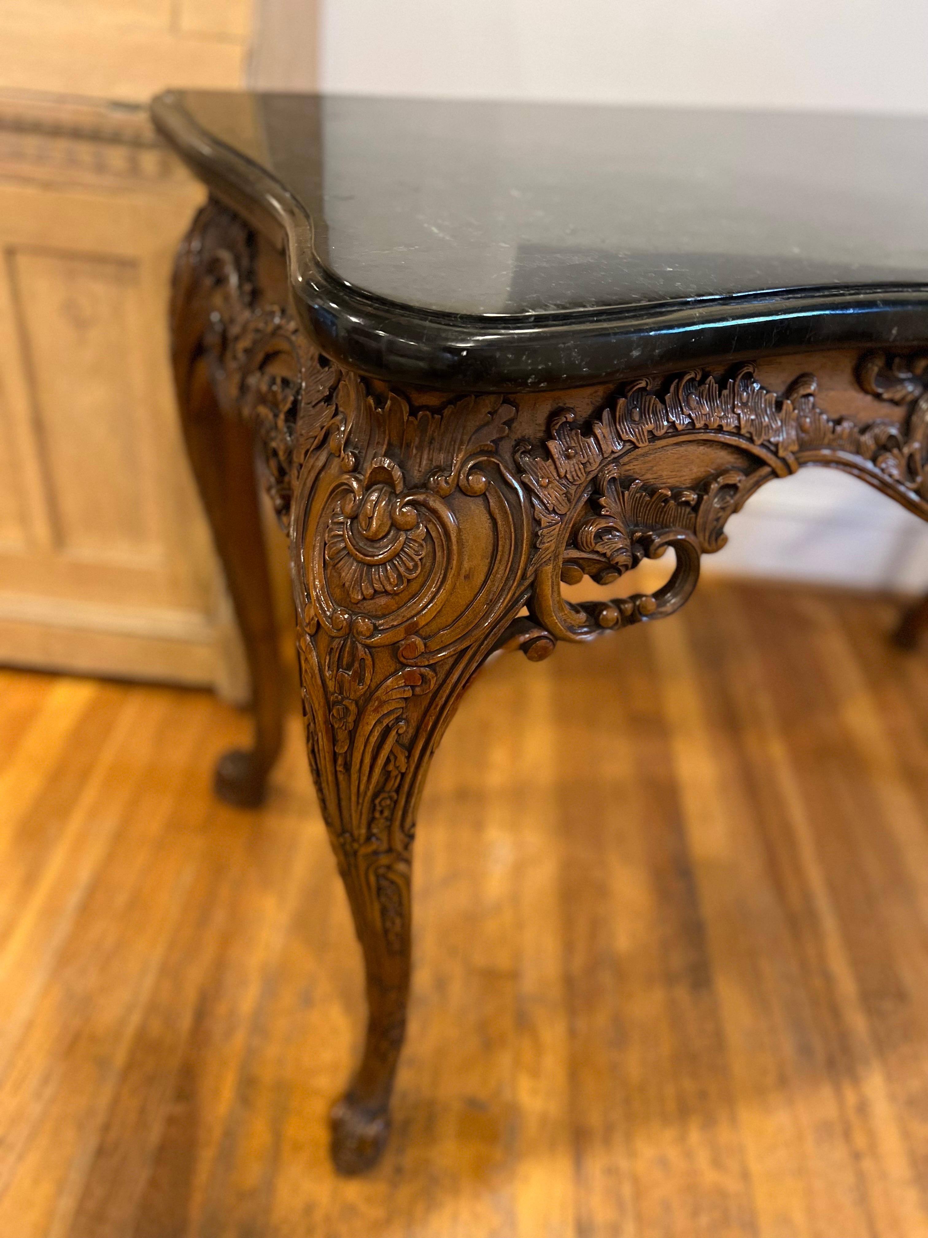 American Vintage Maitland Smith Carved Oak Console Table / Desk For Sale