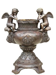 Vintage Maitland Smith Cherub Bronze Urn, 1980's