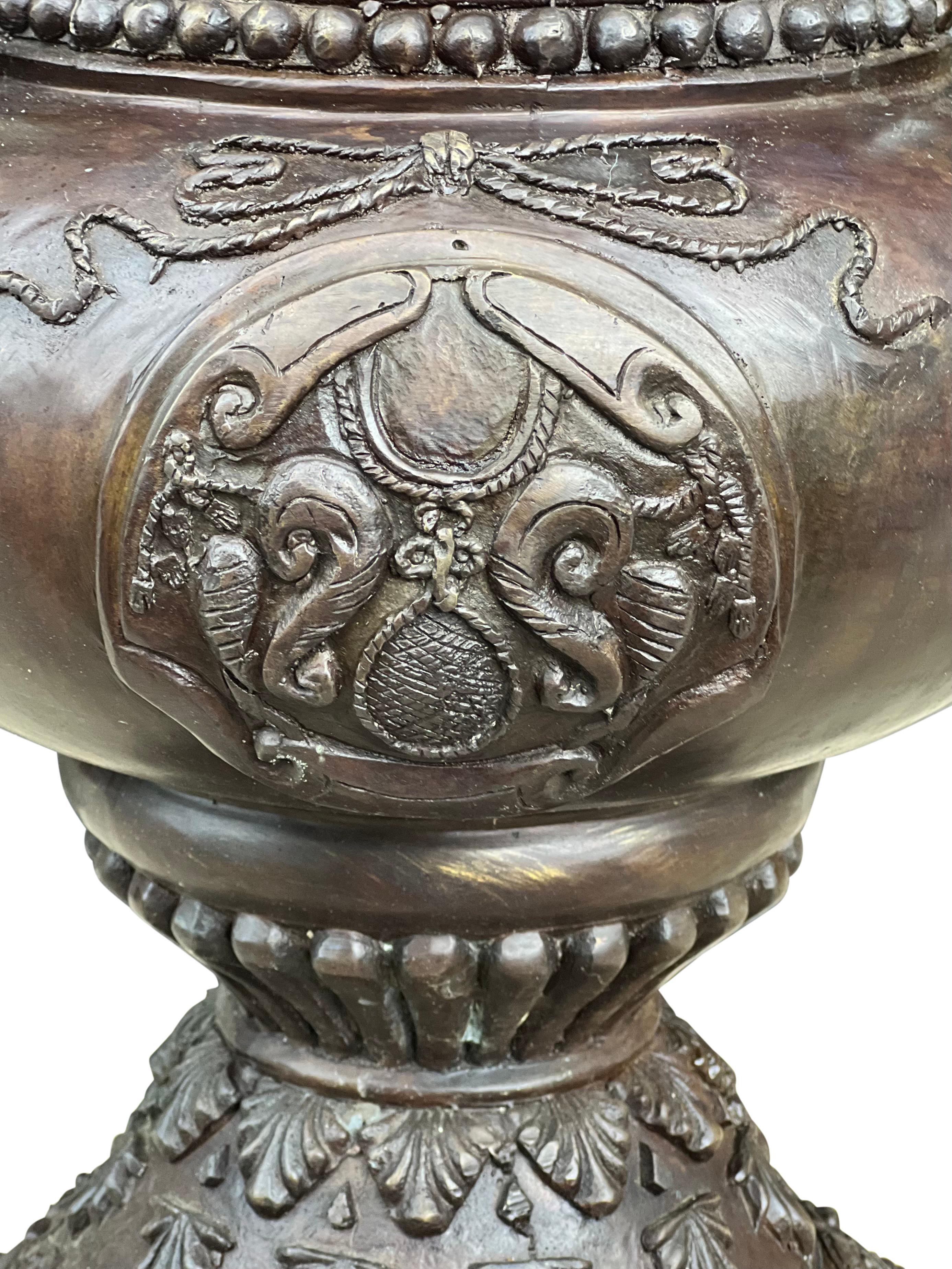 Vintage Maitland Smith Cherub Bronze Urn, 1980's In Good Condition In Doylestown, PA