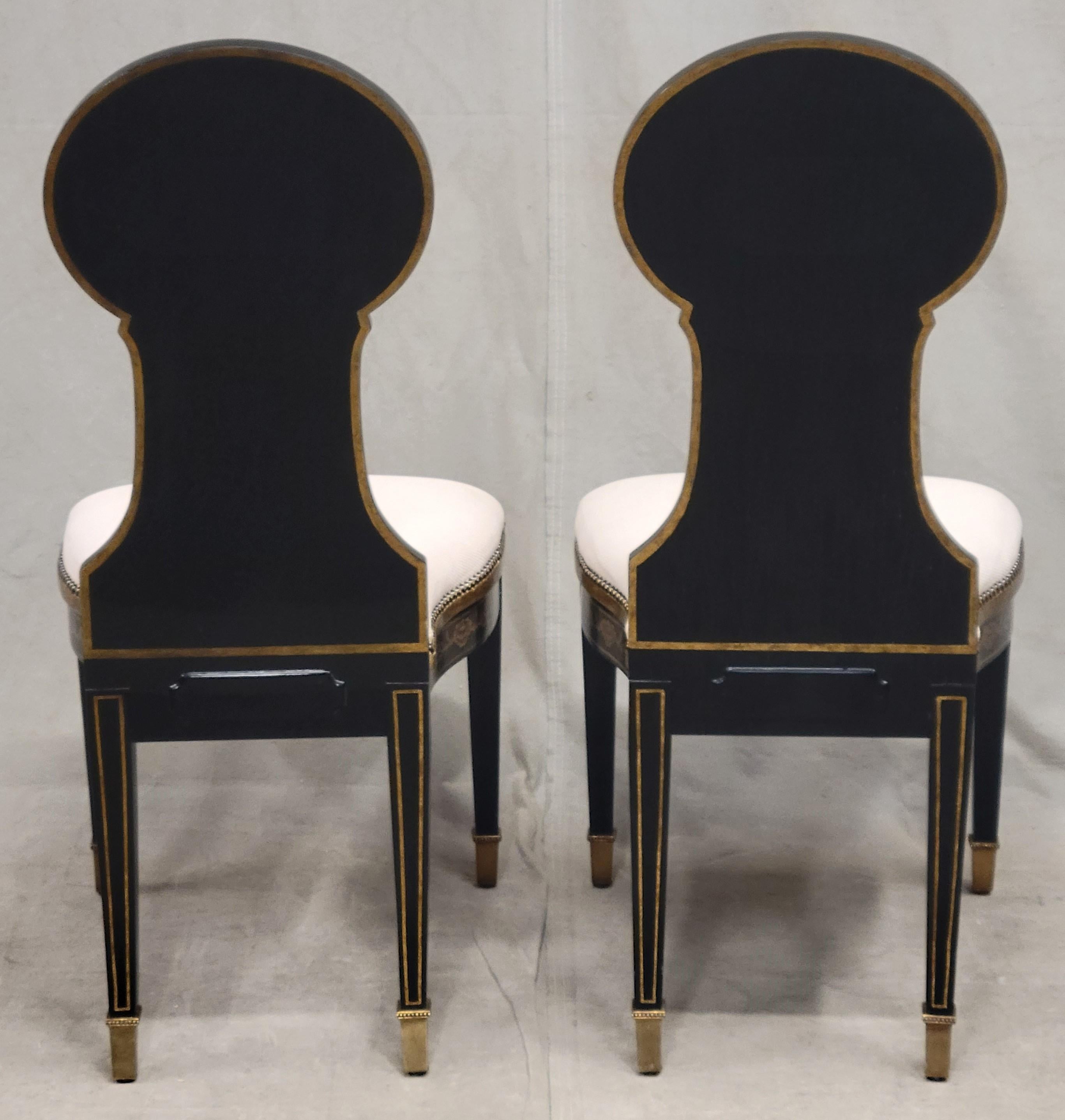Philippine Vintage Maitland Smith Chinoiserie Side Accent Chairs, a Pair