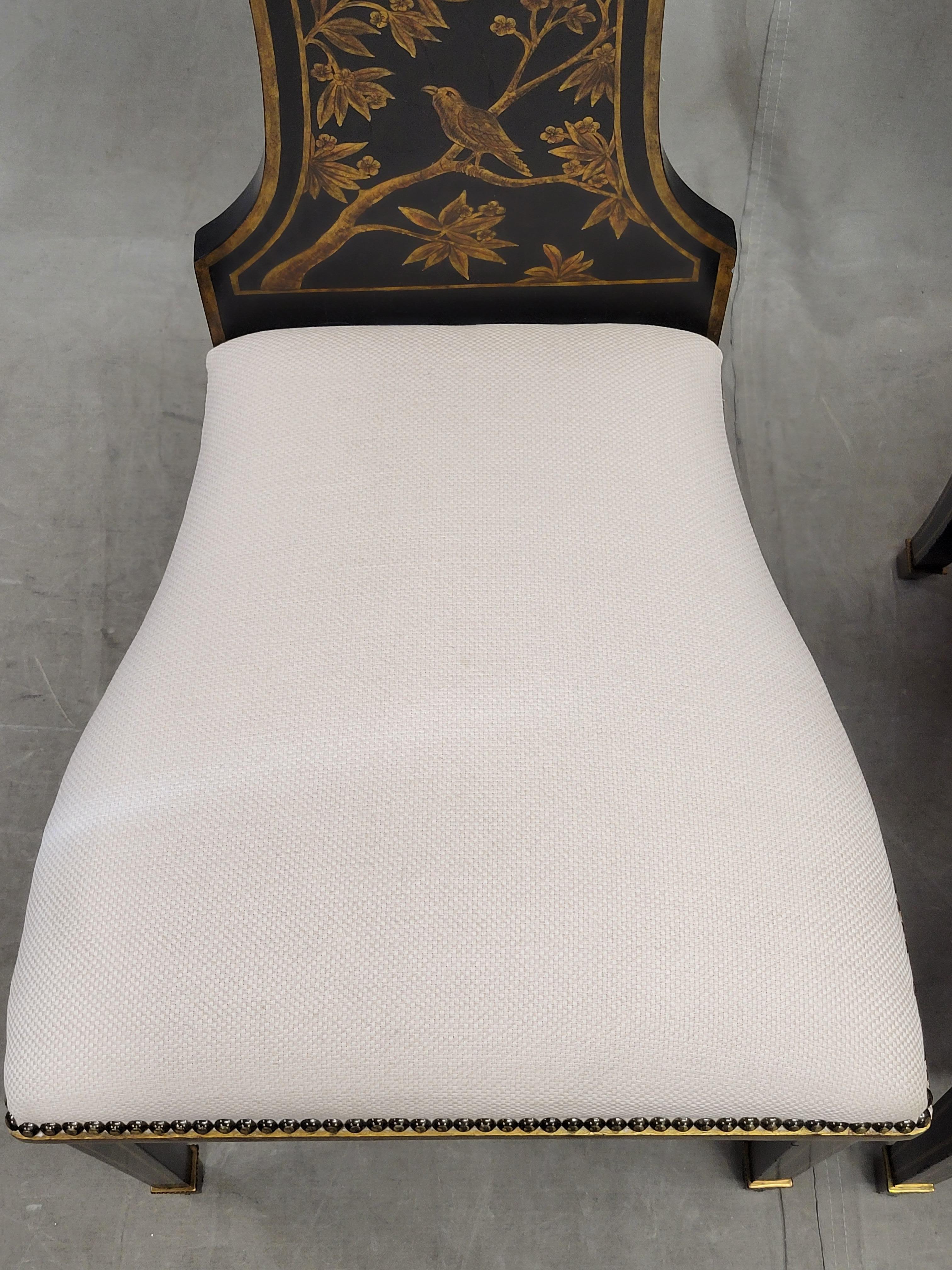 Vintage Maitland Smith Chinoiserie Side Accent Chairs, a Pair 1