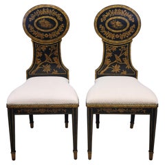 Vintage Maitland Smith Chinoiserie Side Accent Chairs, a Pair