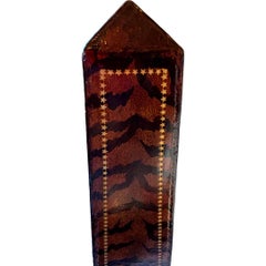 Vintage Maitland Smith Classic Tooled Leather Obelisk