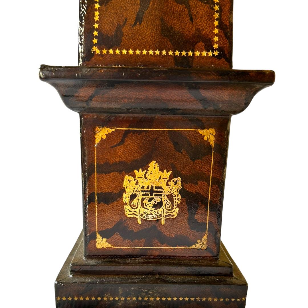 Vintage Maitland Smith Classic Tooled Leather Obelisk In Good Condition For Sale In Naples, FL