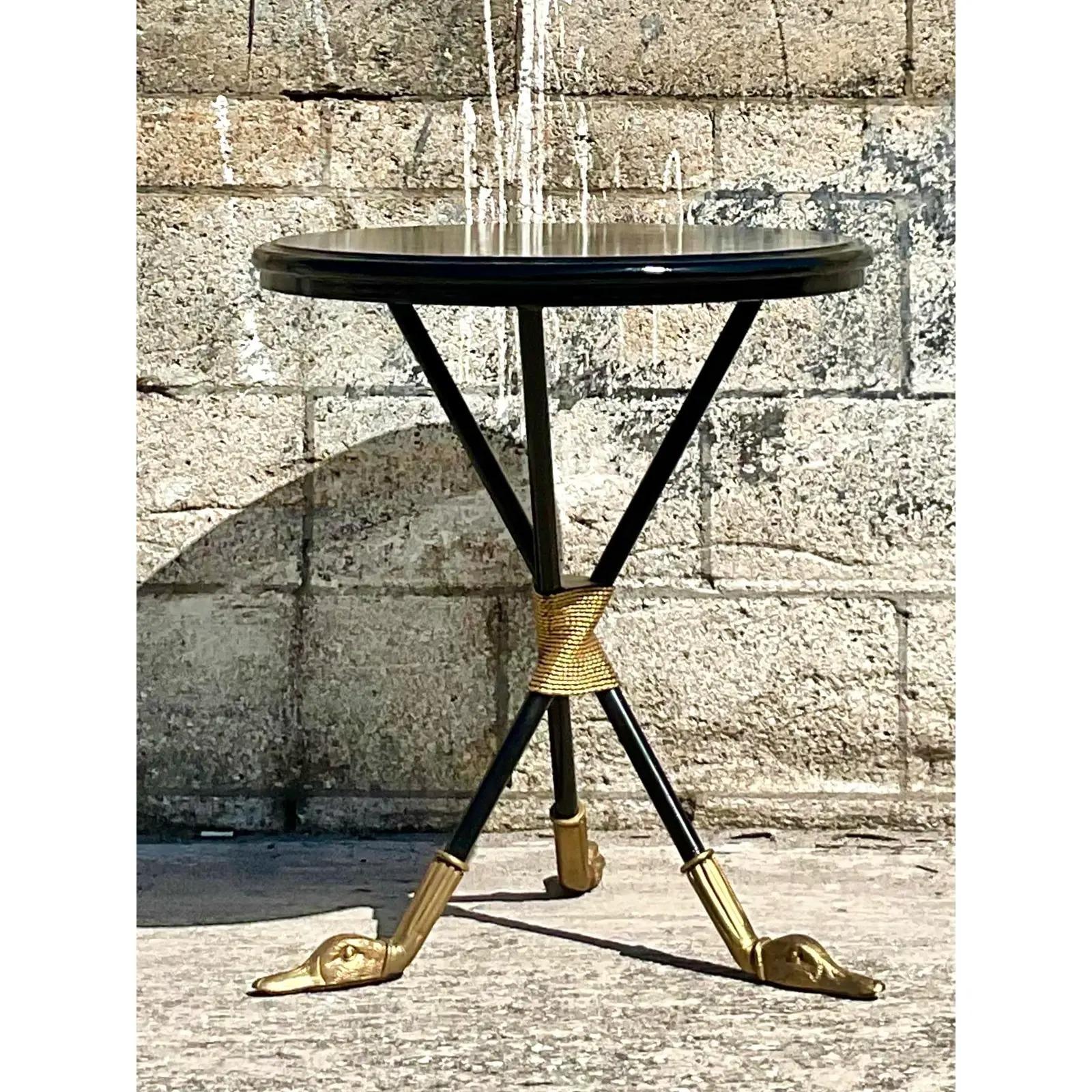 Vintage Maitland Smith Duck Head Side Table In Good Condition In west palm beach, FL
