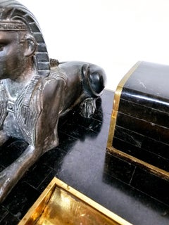 Tintero de mármol teselado del renacimiento egipcio Vintage Maitland-Smith