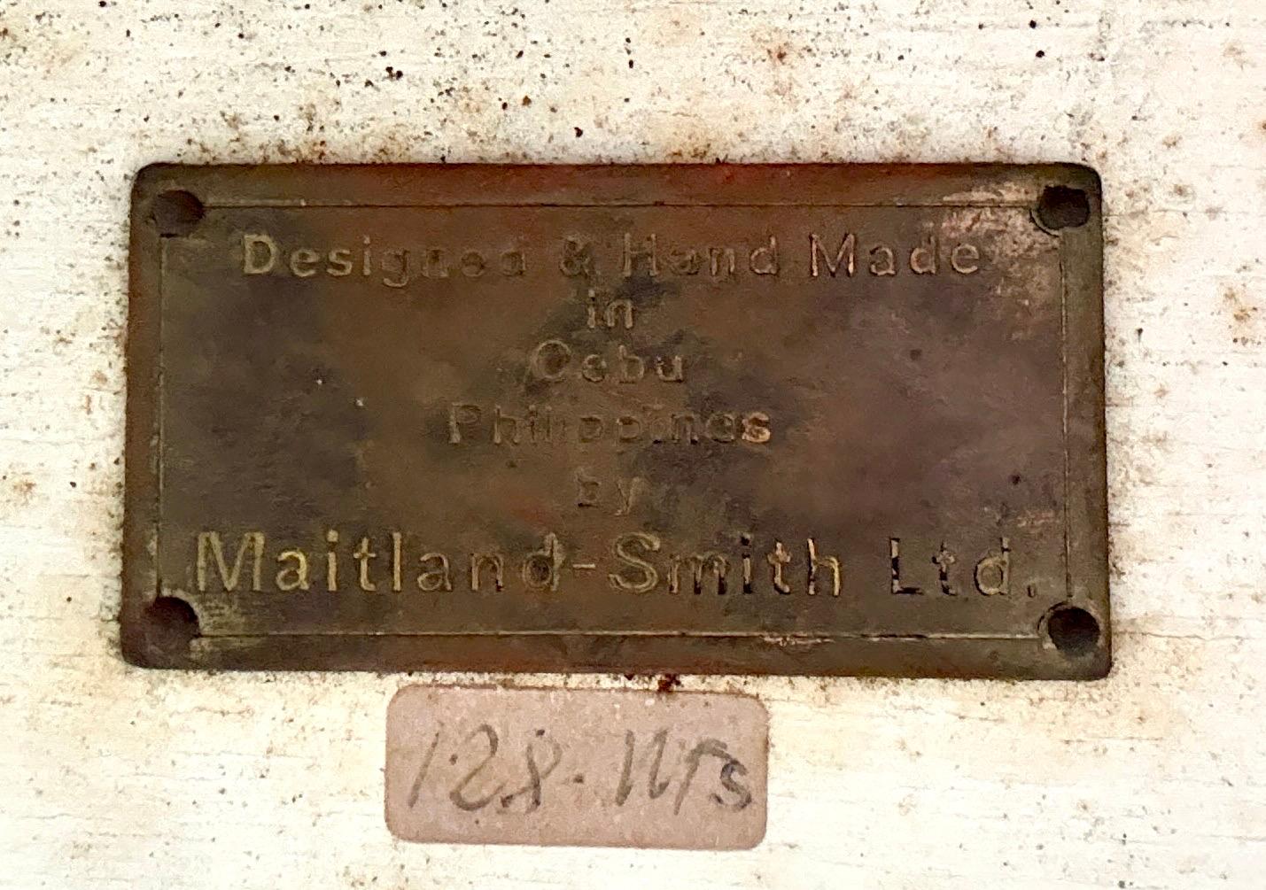 Philippine Vintage Maitland-Smith Faux Elephant Tusk & Tessellated Stone Console Table For Sale