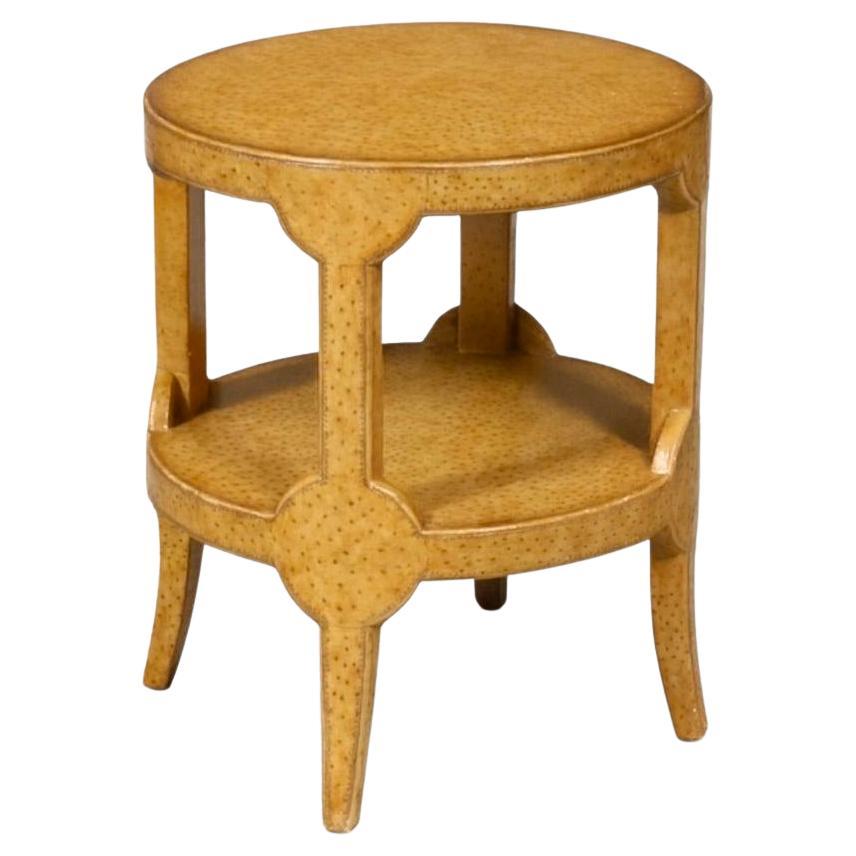 Vintage Maitland-Smith Faux Ostrich Leather Tier Side Table en venta