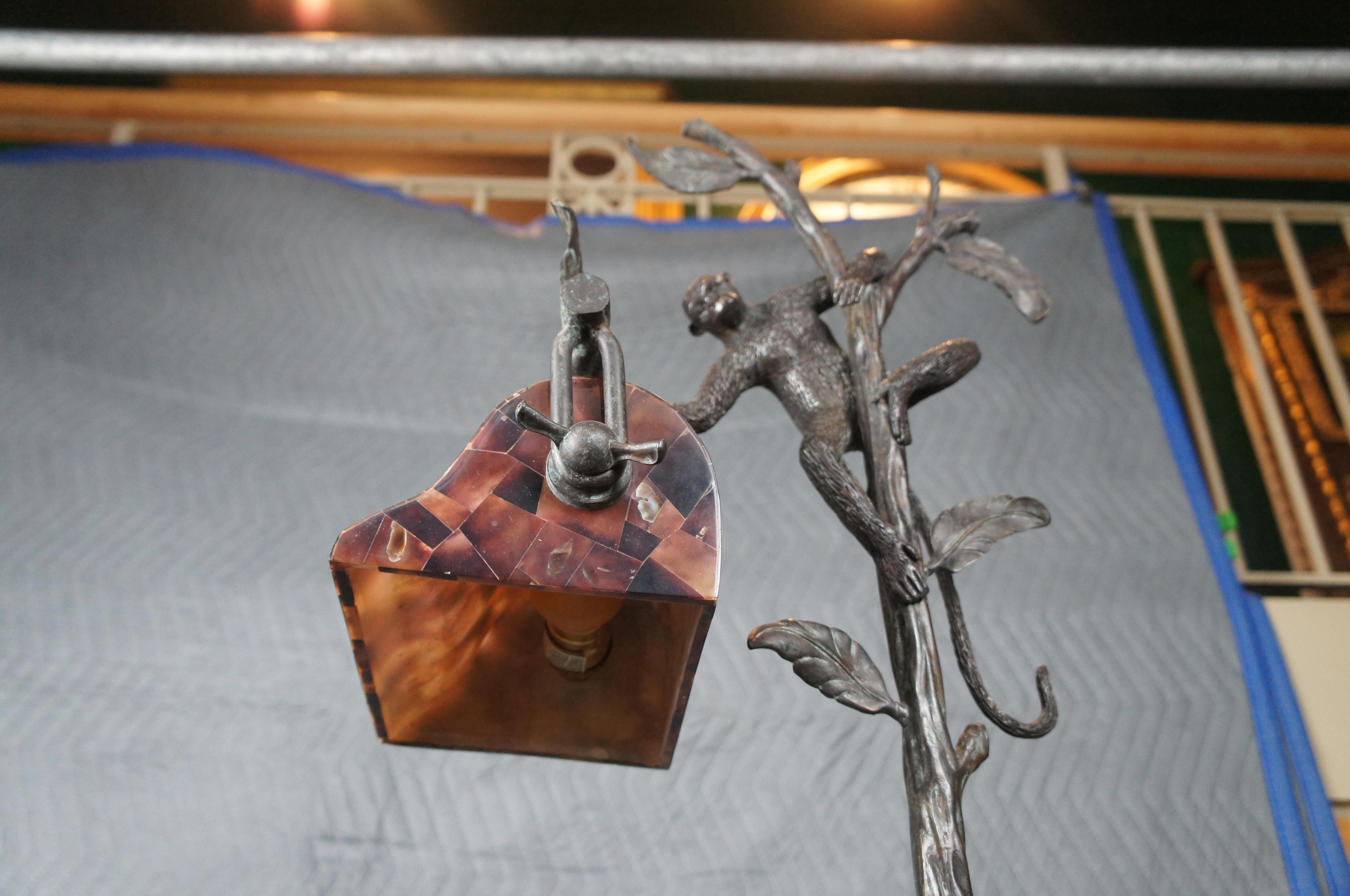 Lampe de bureau vintage Maitland Smith en bronze figuratif avec abat-jour en forme de coquille de stylo 27 pouces en vente 2