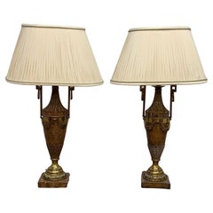 Vintage Maitland Smith French Neoclassical Bronze Urn Table Lamps - Pair