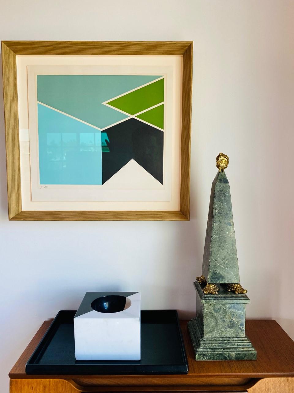 Vintage Maitland-Smith Green Faux Stone Obelisk For Sale 2