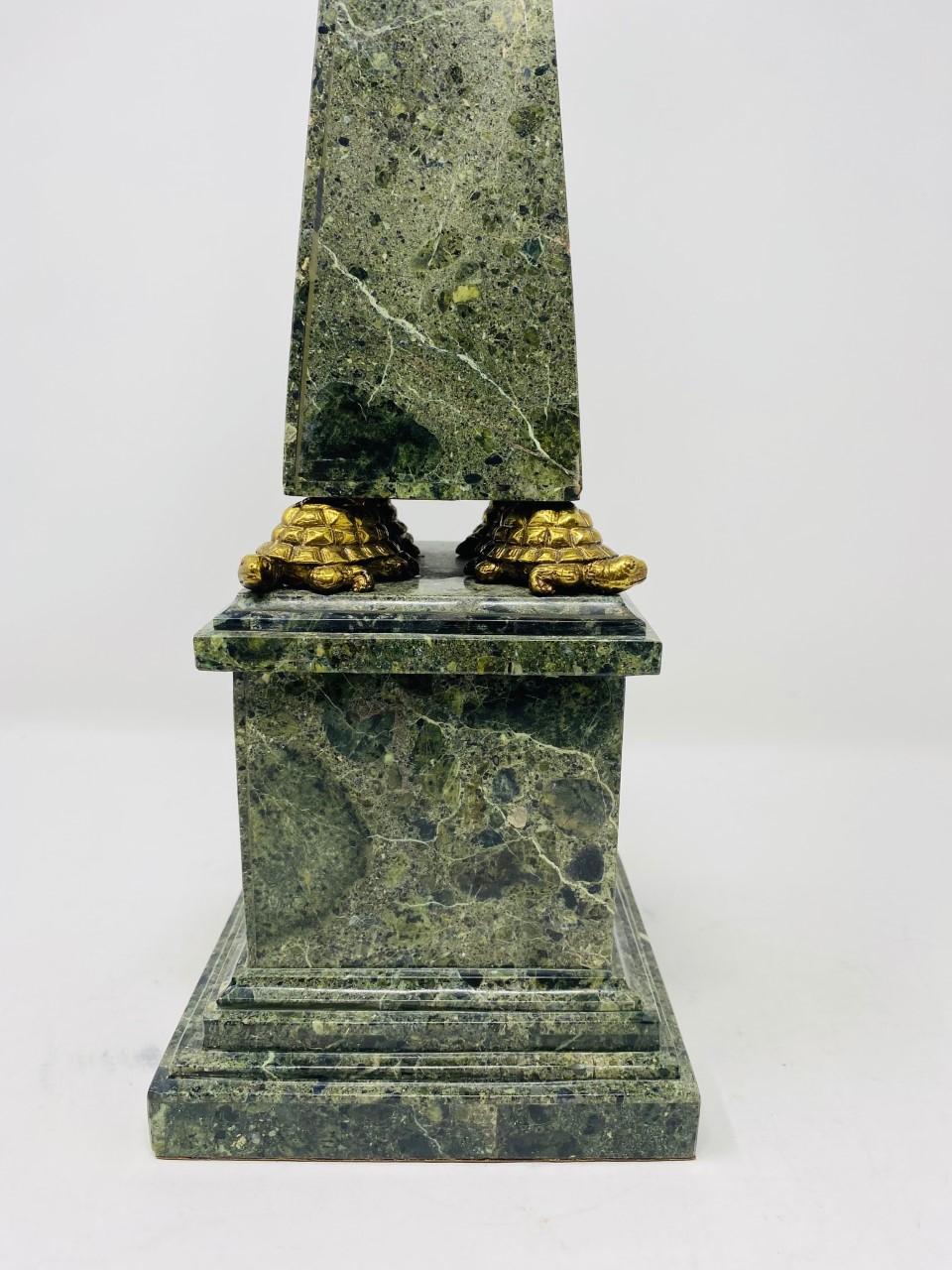 Vintage Maitland-Smith Green Faux Stone Obelisk For Sale 4
