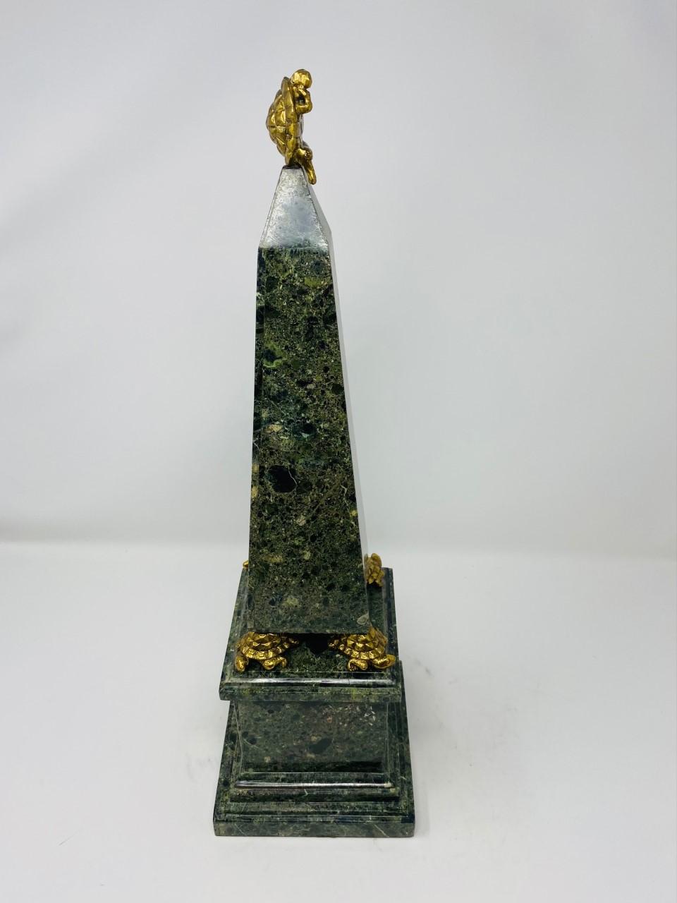Vintage Maitland-Smith Green Faux Stone Obelisk For Sale 8