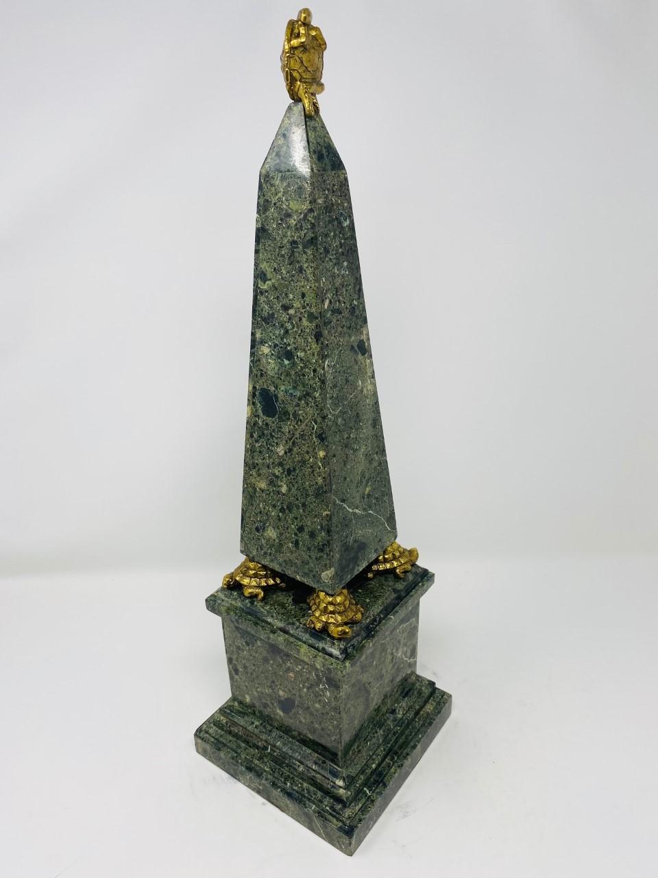 Vintage Maitland-Smith Green Faux Stone Obelisk For Sale 9