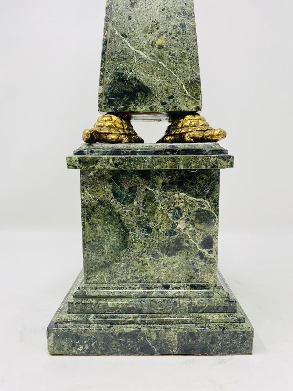 Vintage Maitland-Smith Green Faux Stone Obelisk For Sale 10