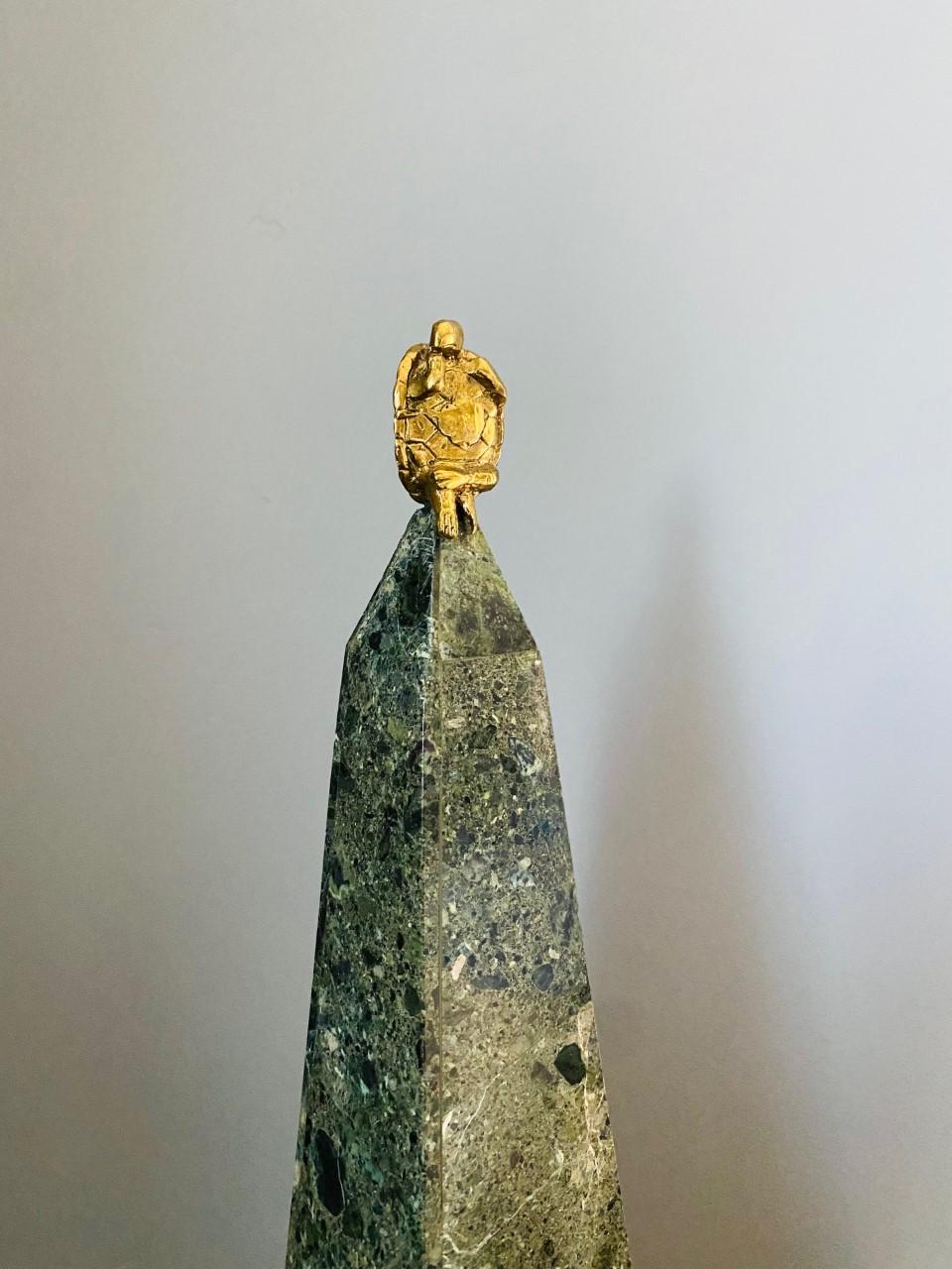 Philippine Vintage Maitland-Smith Green Faux Stone Obelisk For Sale