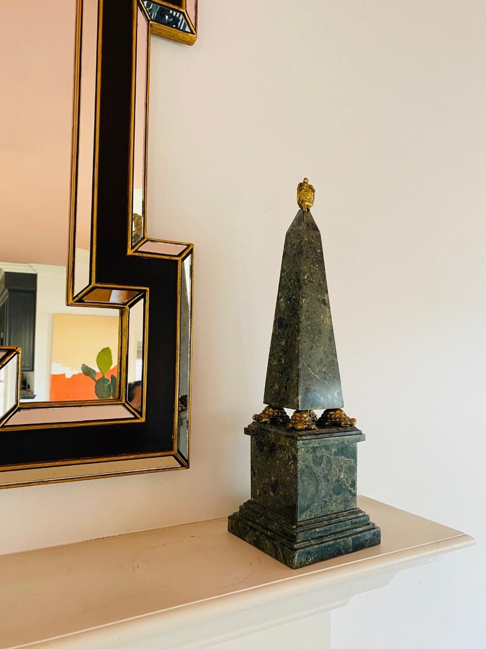 Vintage Maitland-Smith Green Faux Stone Obelisk In Good Condition For Sale In San Diego, CA