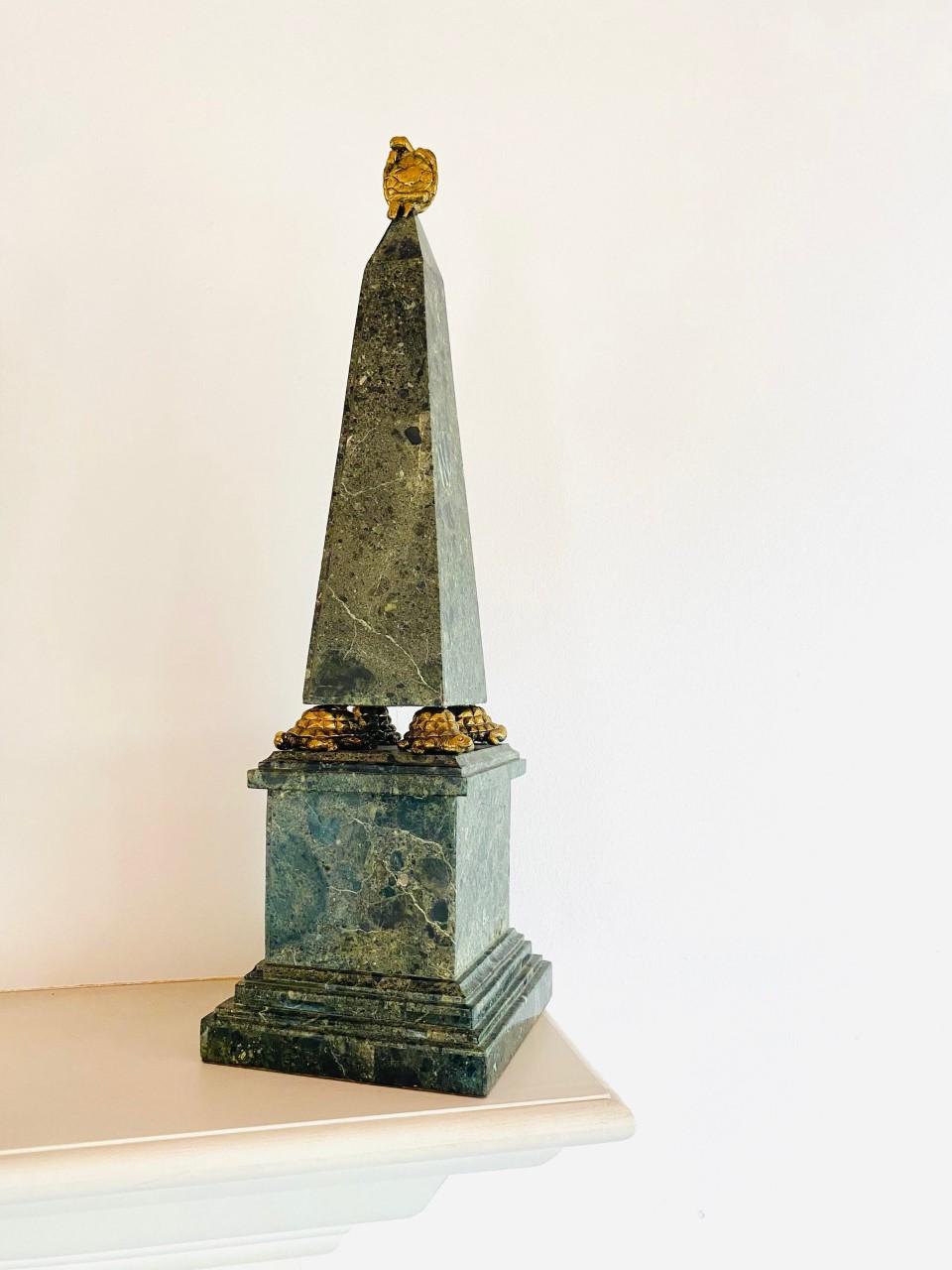 Vintage Maitland-Smith Green Faux Stone Obelisk For Sale 1