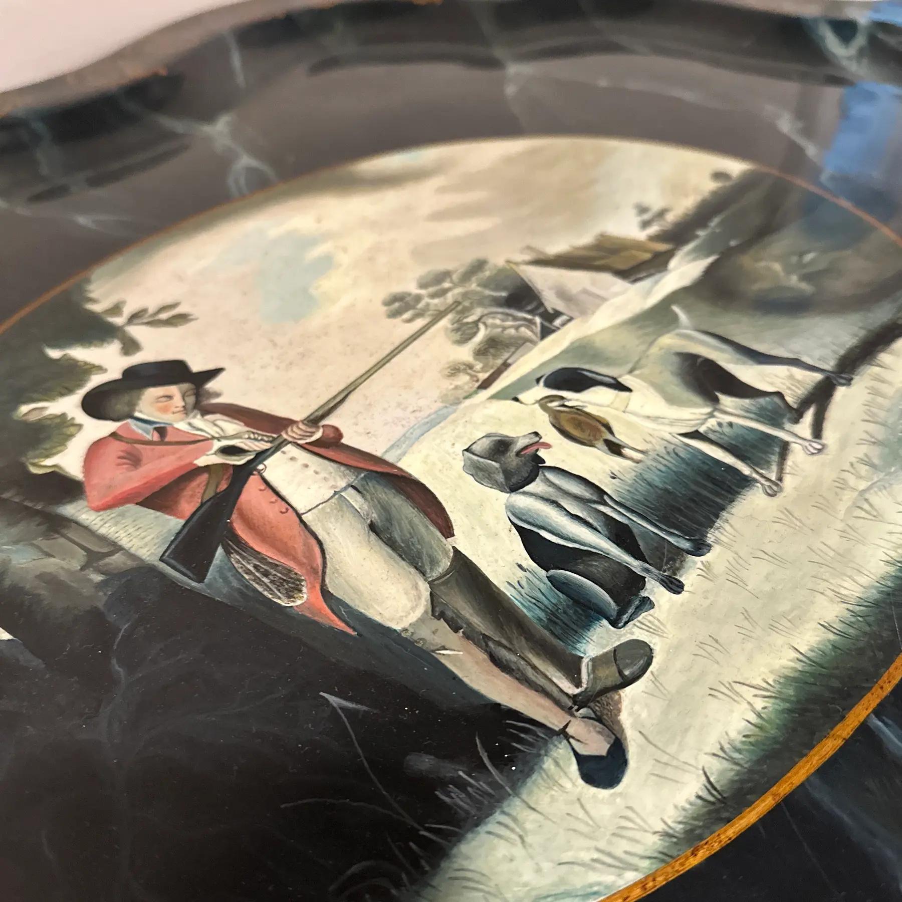 Table à plateau vintage Maitland Smith, peinte à la main et laquée, pour la chasse aux oiseaux en vente 1