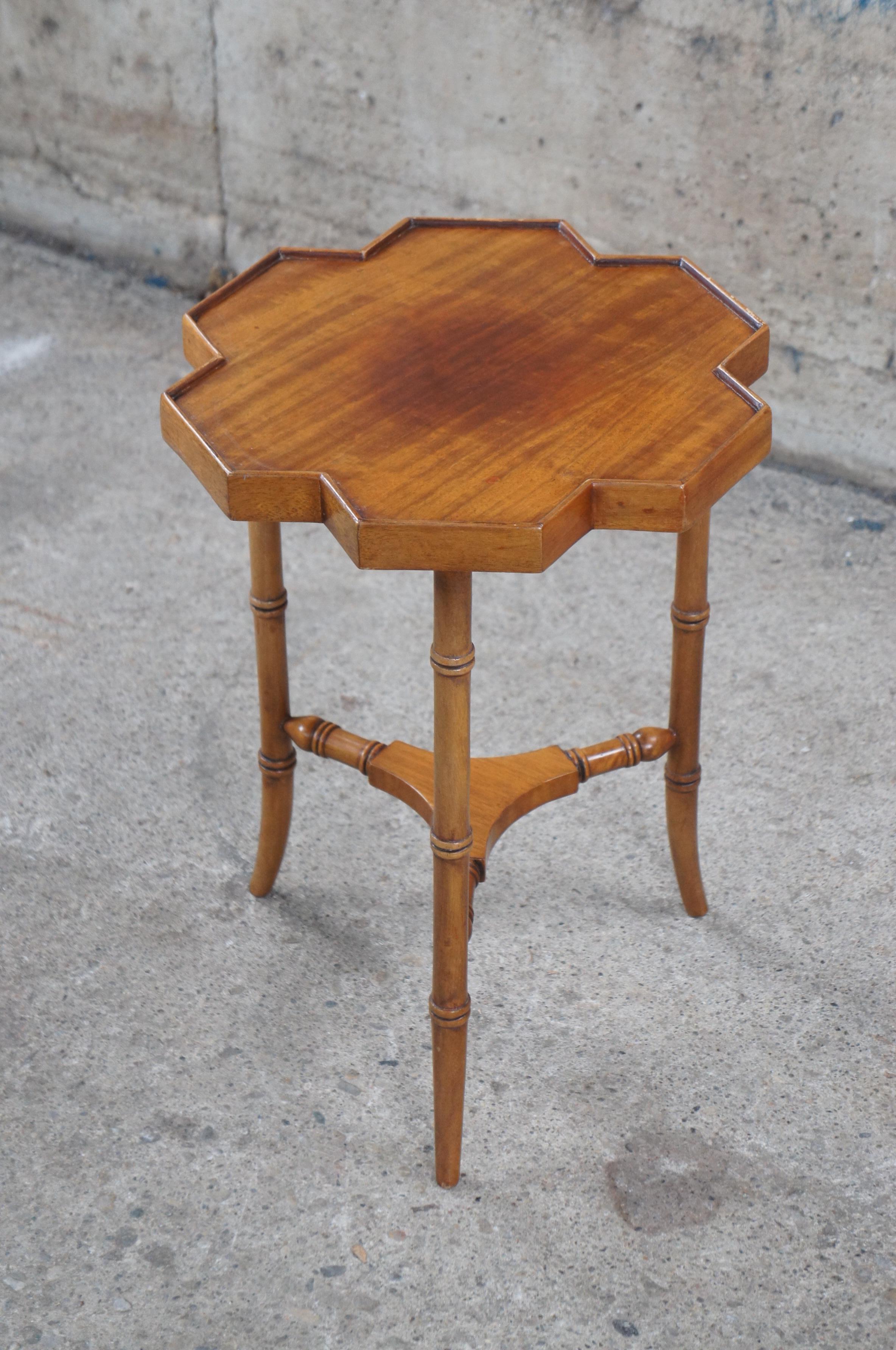 Vintage Maitland Smith Handmade Mahogany Faux Bamboo Honeycomb Side Accent Table 7