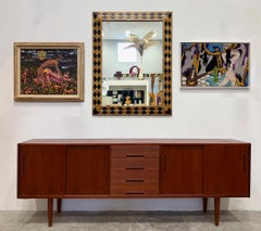 Specchio d'epoca con guscio di cocco intarsiato di Maitland Smith Harlequin