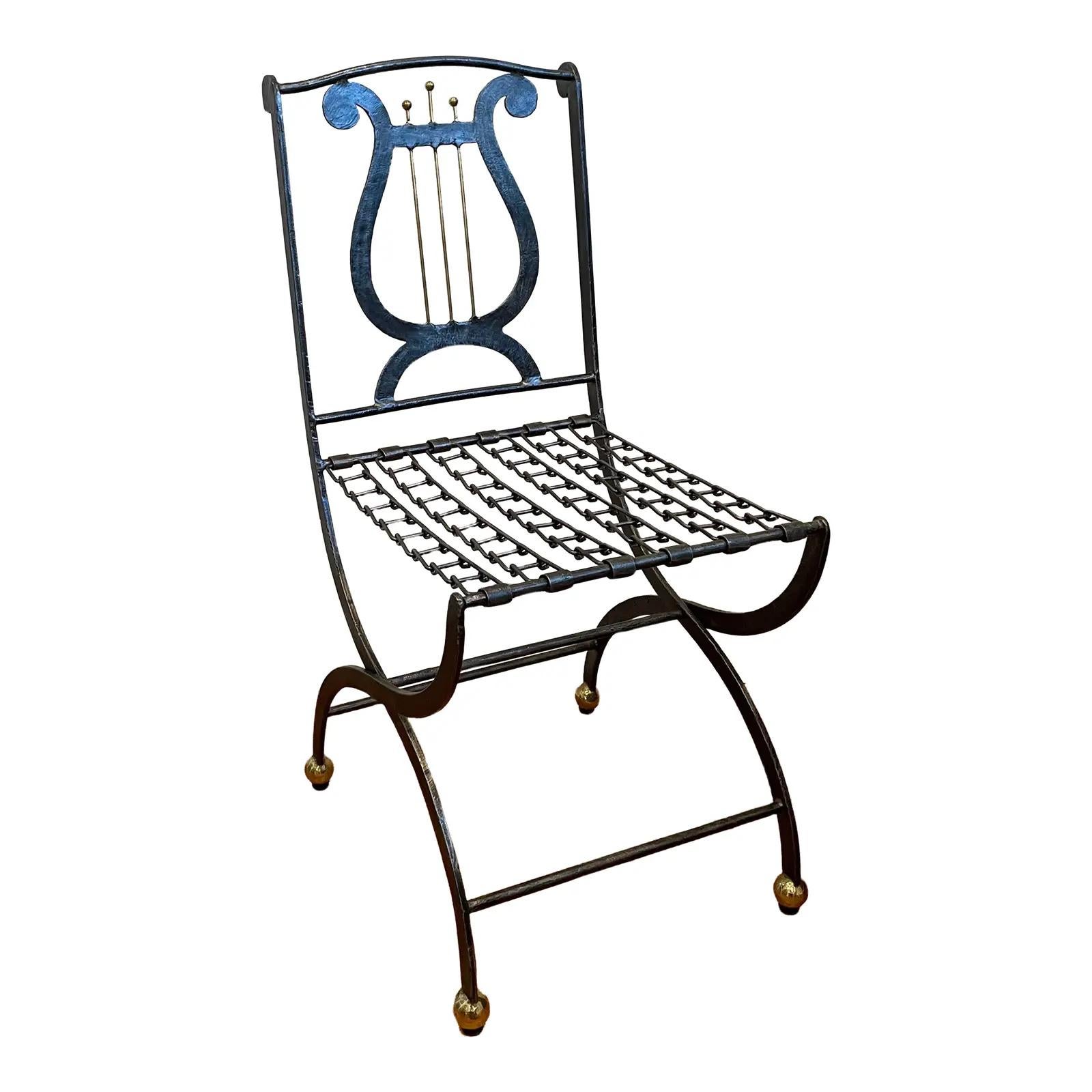 Maitland Smith Lyre Back Folding Chair For Sale 3