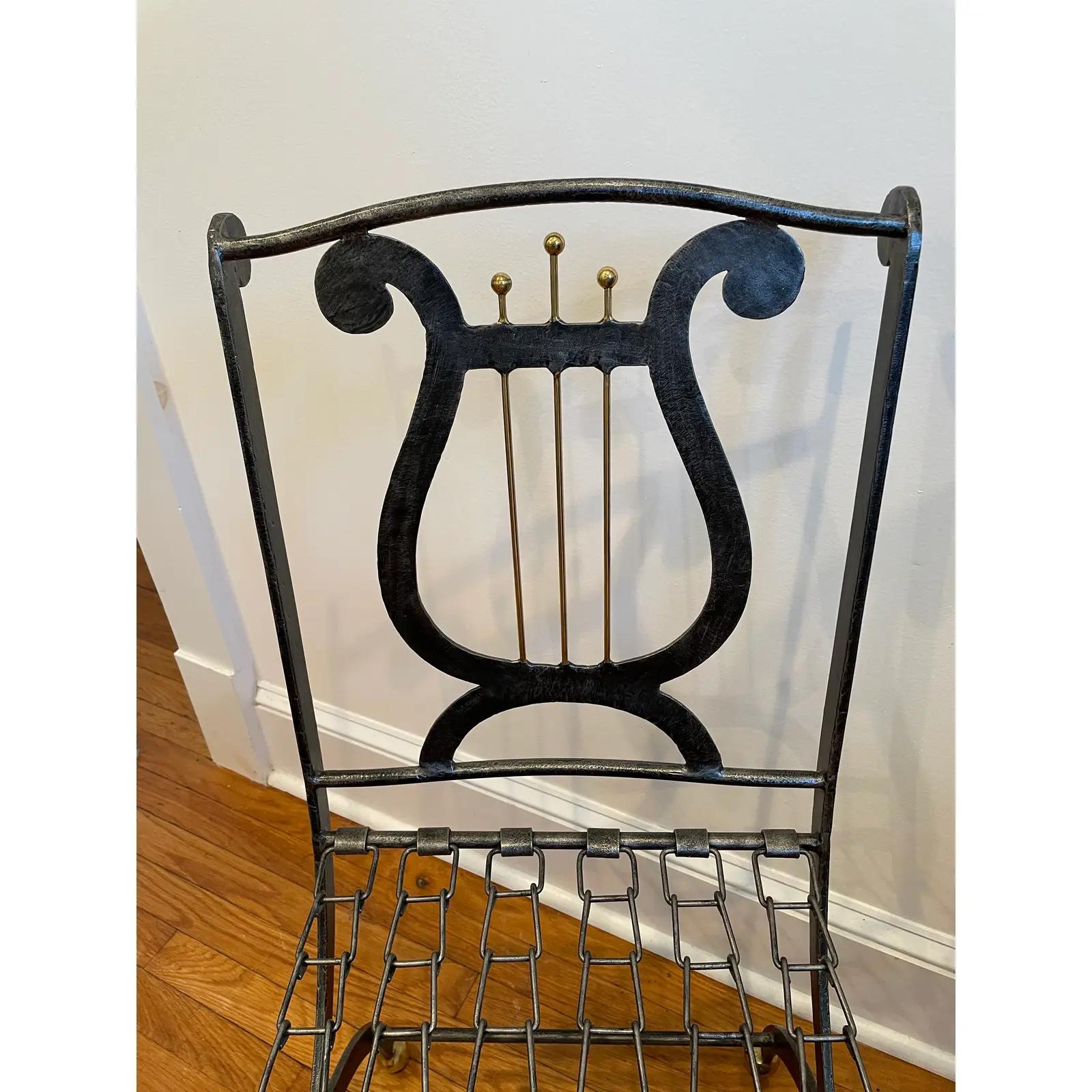 20th Century Maitland Smith Lyre Back Folding Chair For Sale