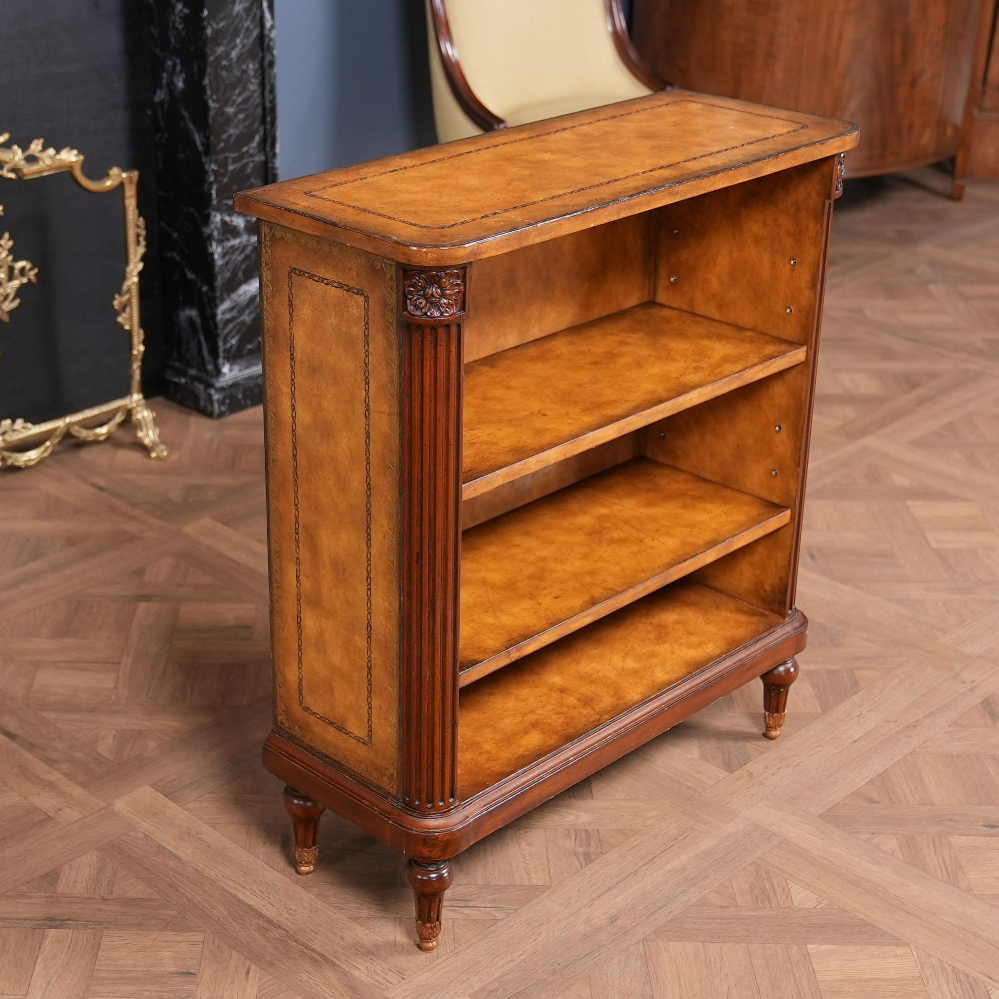 Hand-Carved Vintage Maitland Smith Leather Bookcase