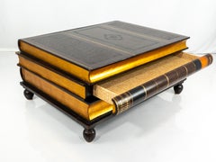 Vintage Maitland Smith Leather Stacked Books Coffee Table