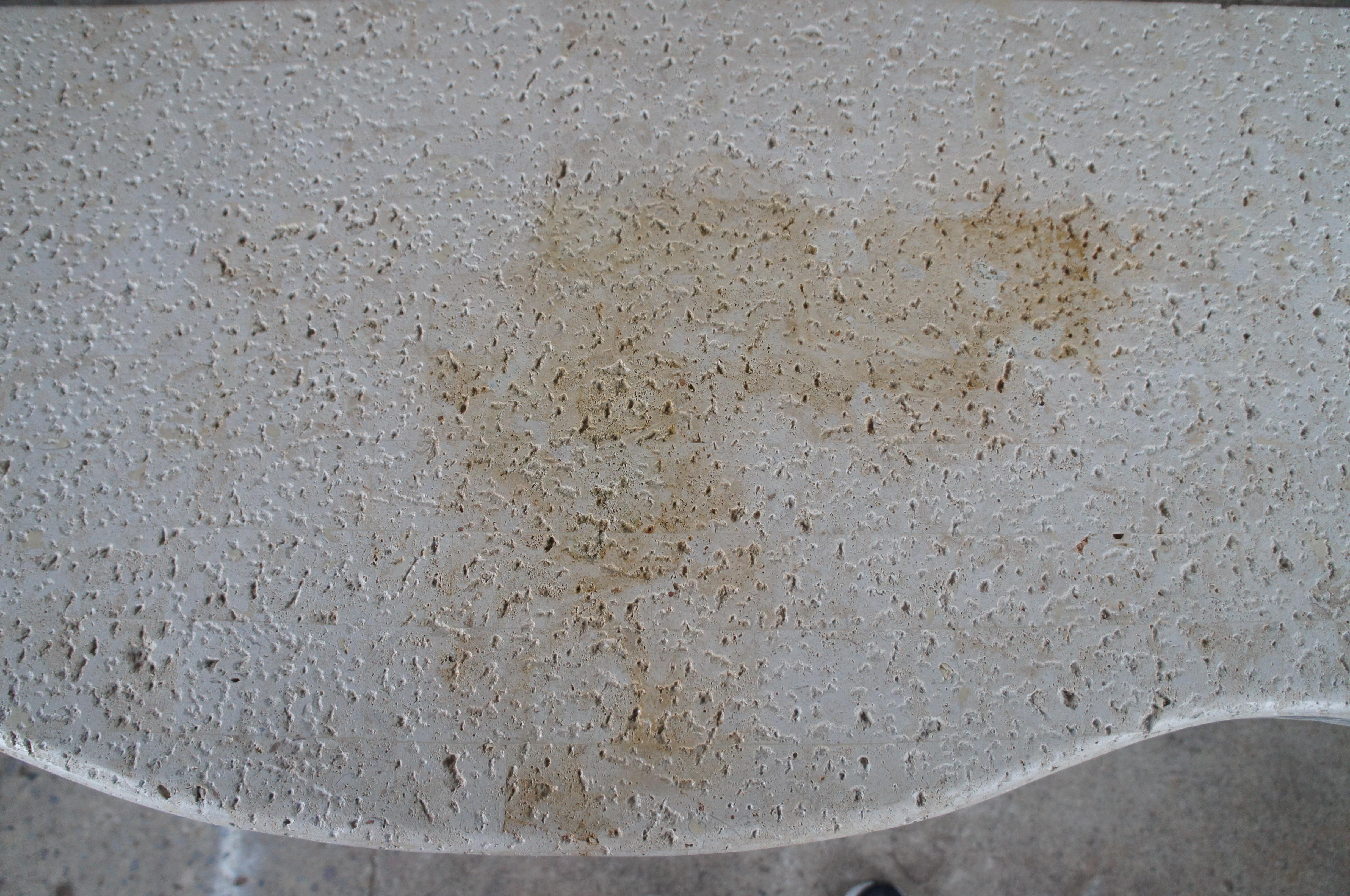 Vintage Maitland Smith Consola de hierro Luis XVI y león de piedra Mesa de entrada de sofá 79