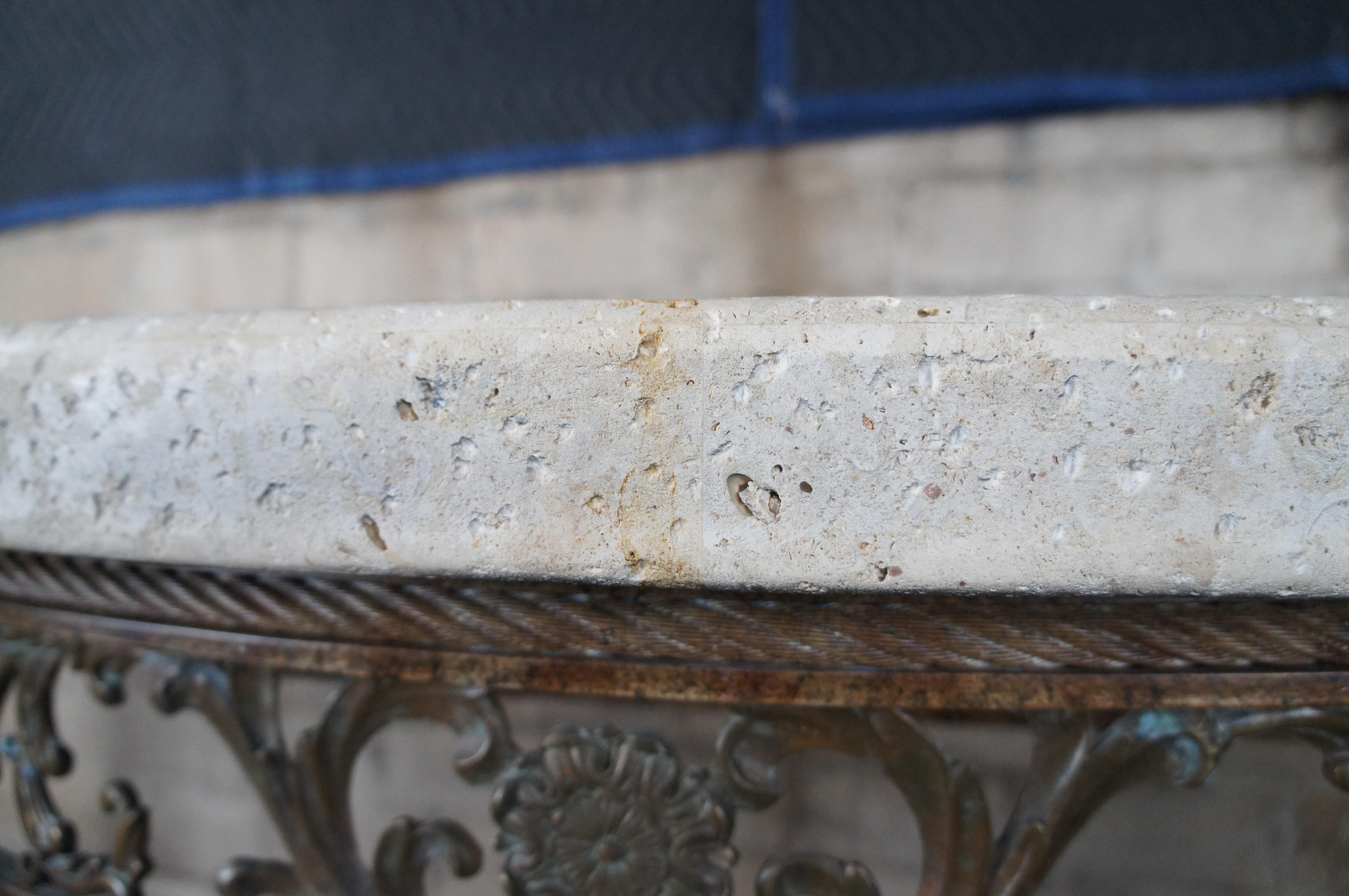 Vintage Maitland Smith Consola de hierro Luis XVI y león de piedra Mesa de entrada de sofá 79