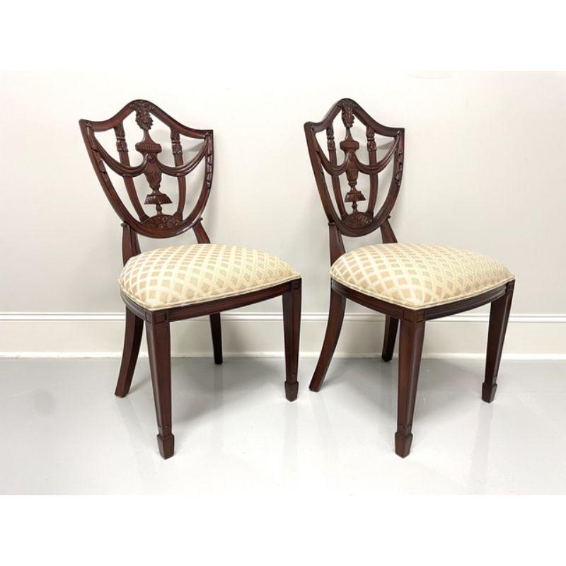Indonesian MAITLAND SMITH Mahogany Hepplewhite Style Dining Side Chairs - Pair 