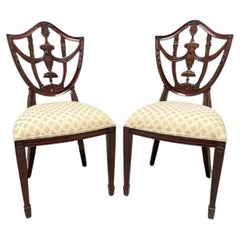 MAITLAND SMITH Mahogany Hepplewhite Style Dining Side Chairs - Pair 