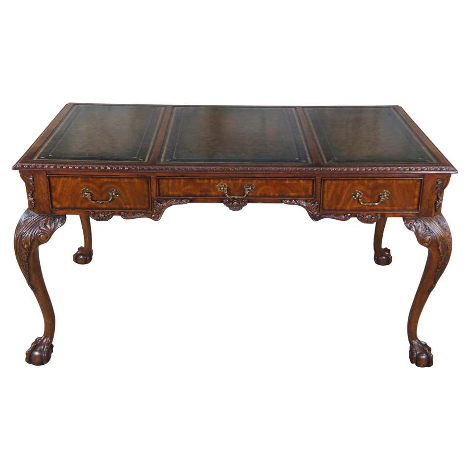 Hekman Chippendale Style Hairy Paw Foot Mahogany Office Library Writing ...