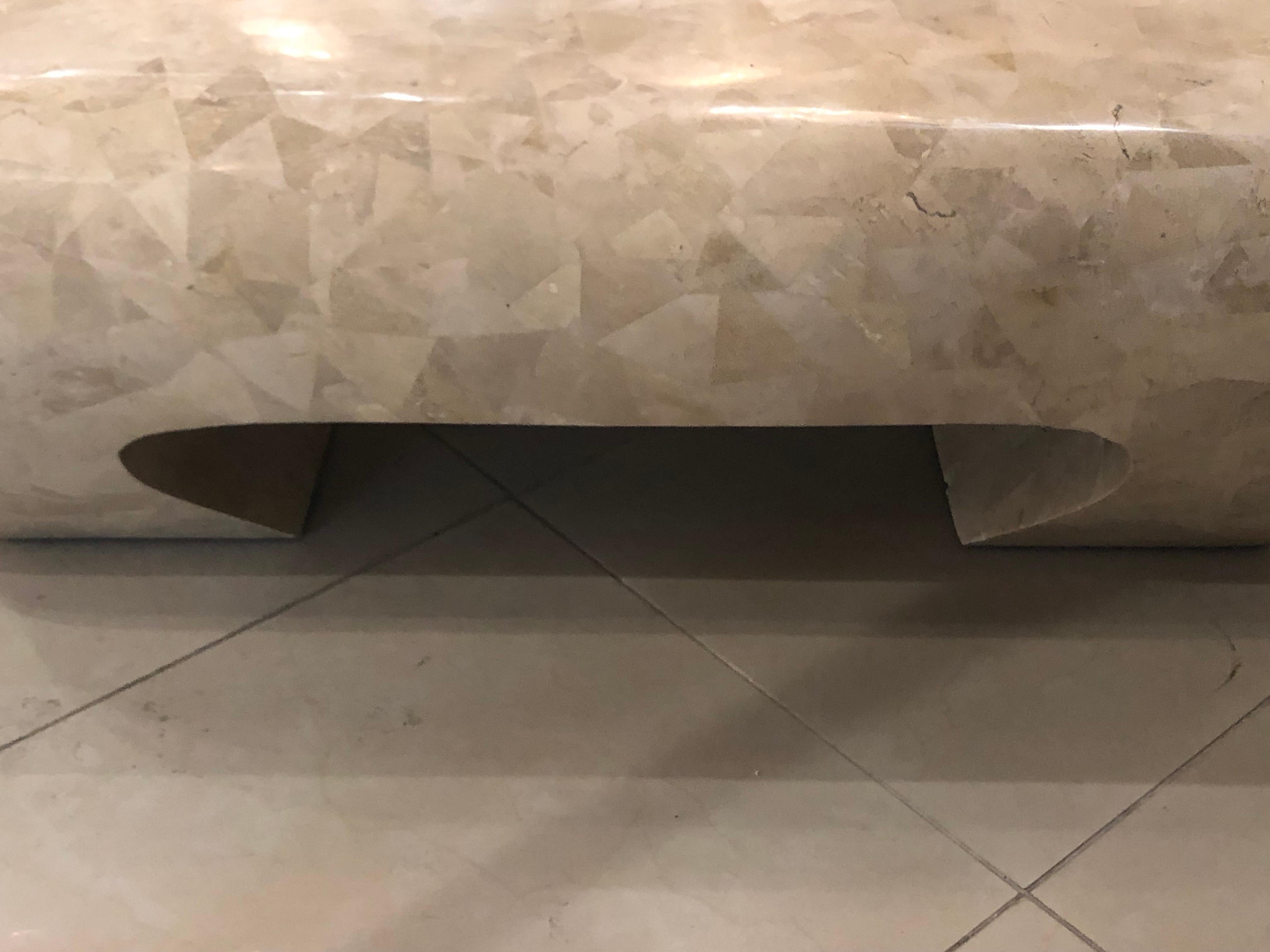 Late 20th Century Maitland Smith Ming Fossil Tessellated Marble Stone Coffee Cocktail Table