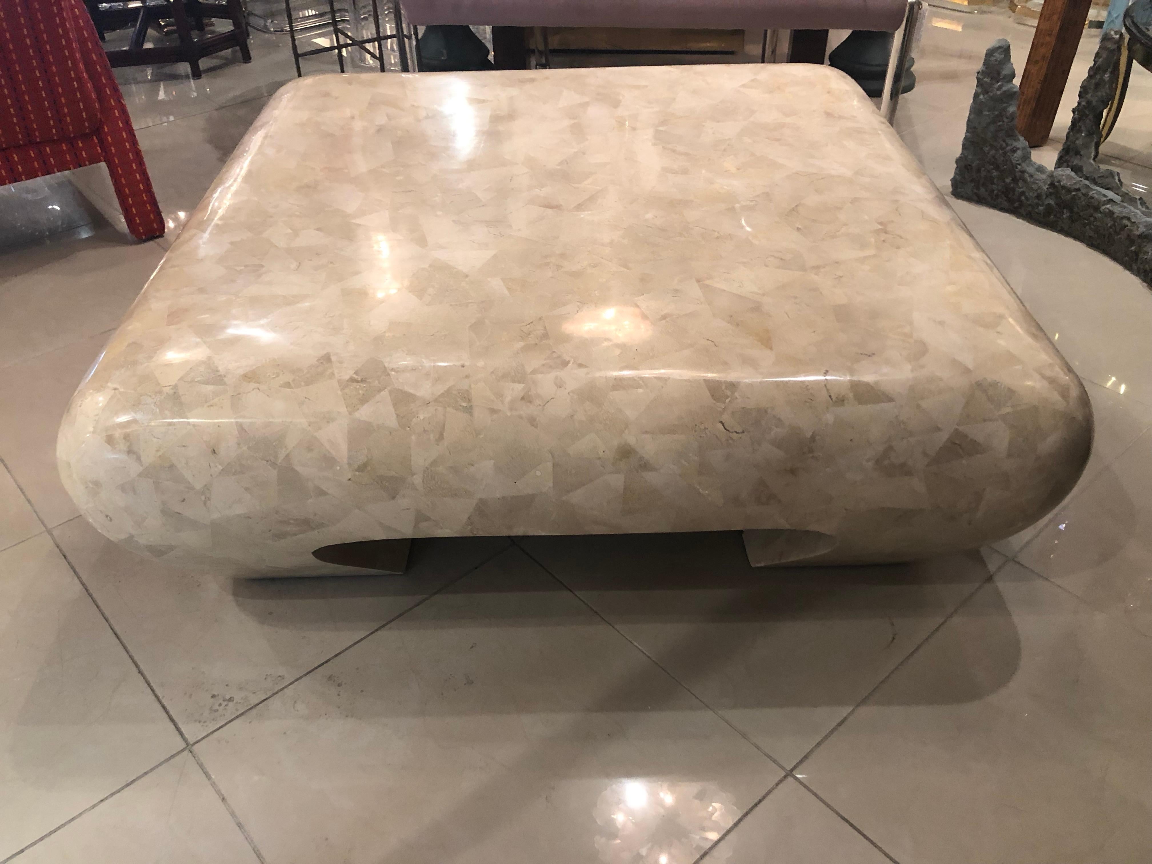 Maitland Smith Ming Fossil Tessellated Marble Stone Coffee Cocktail Table 1