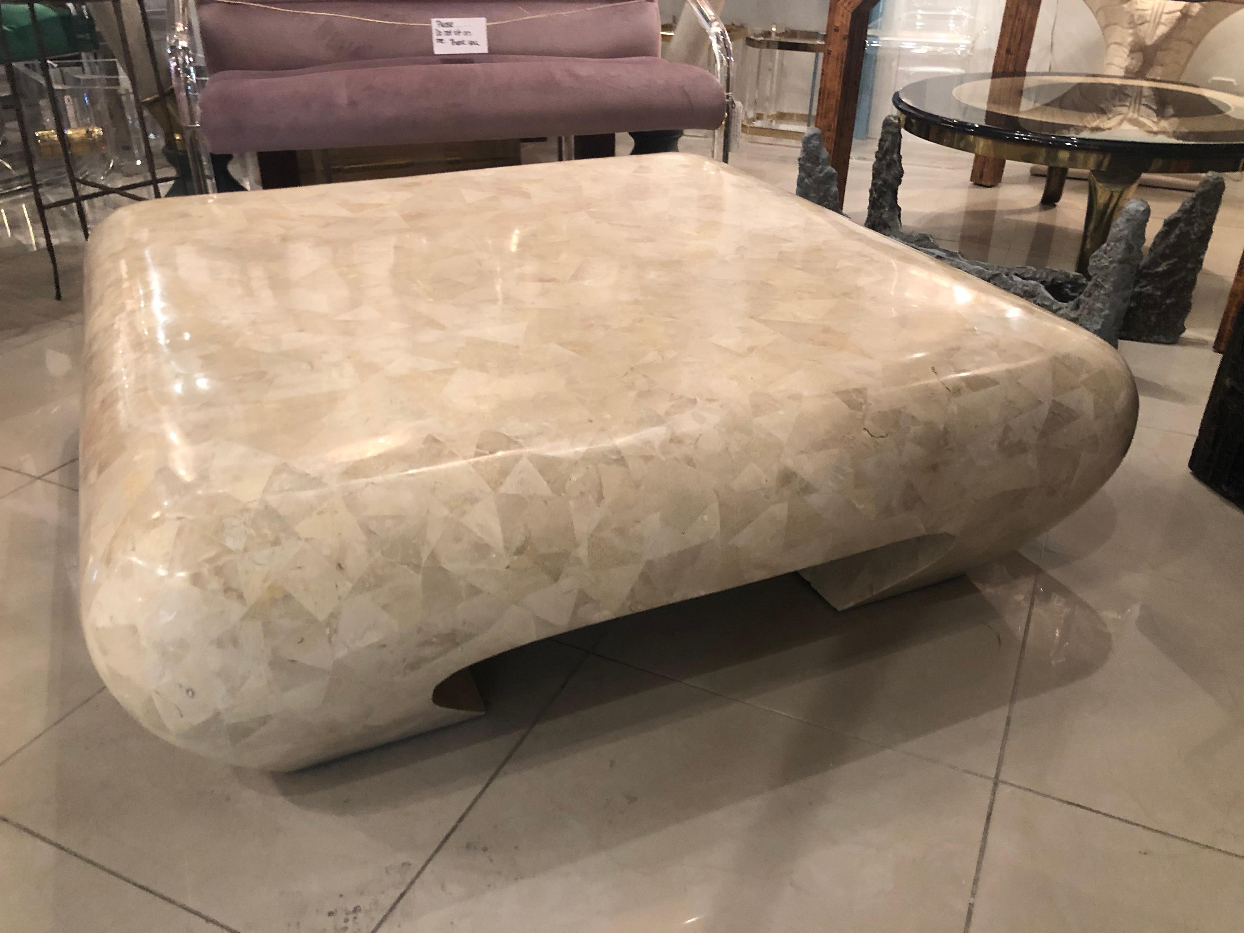 Maitland Smith Ming Fossil Tessellated Marble Stone Coffee Cocktail Table 3
