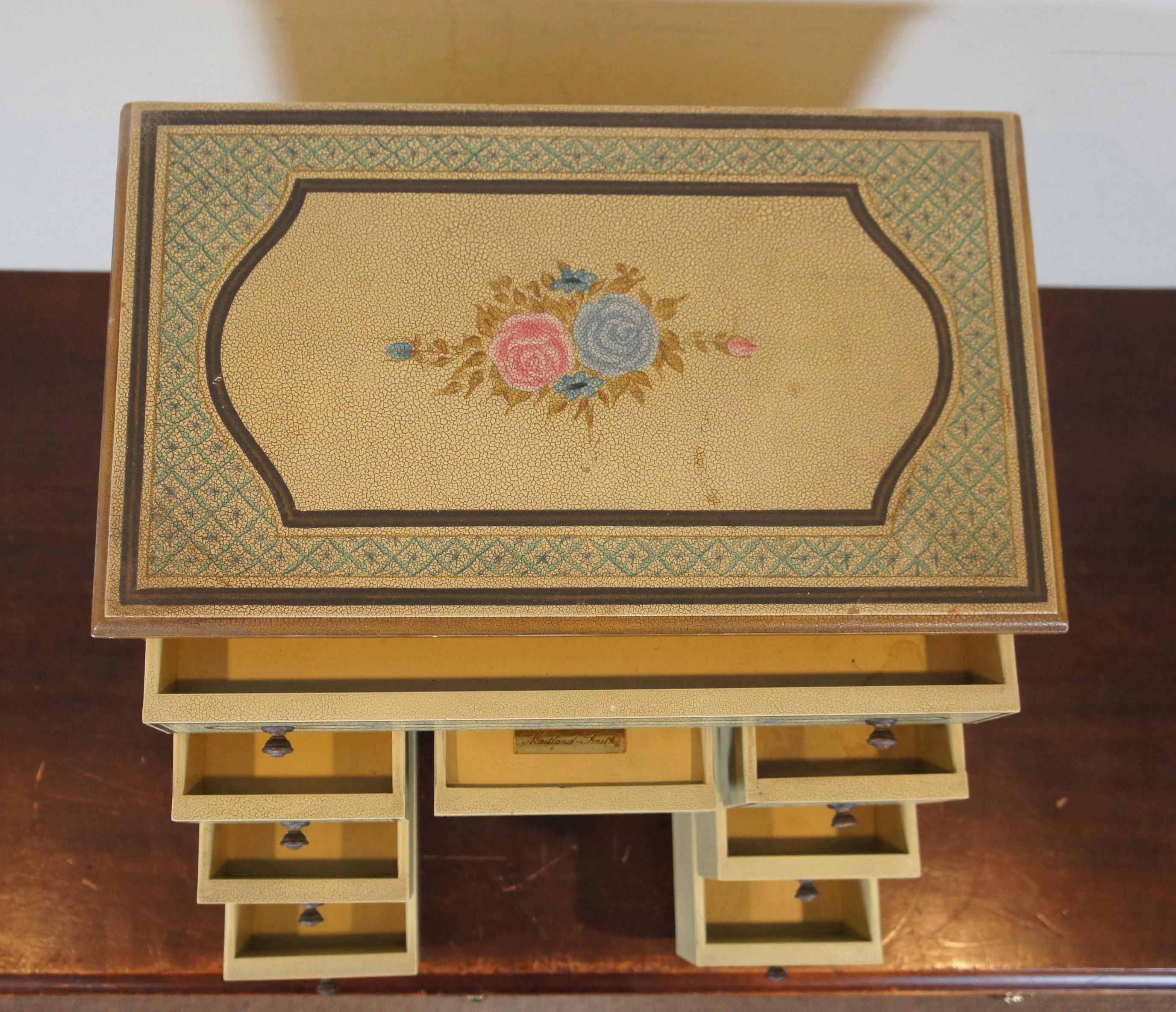 Boîte à bijoux vintage Maitland Smith Miniature « Knee Hole Desk Keepsake » Bon état - En vente à Dayton, OH