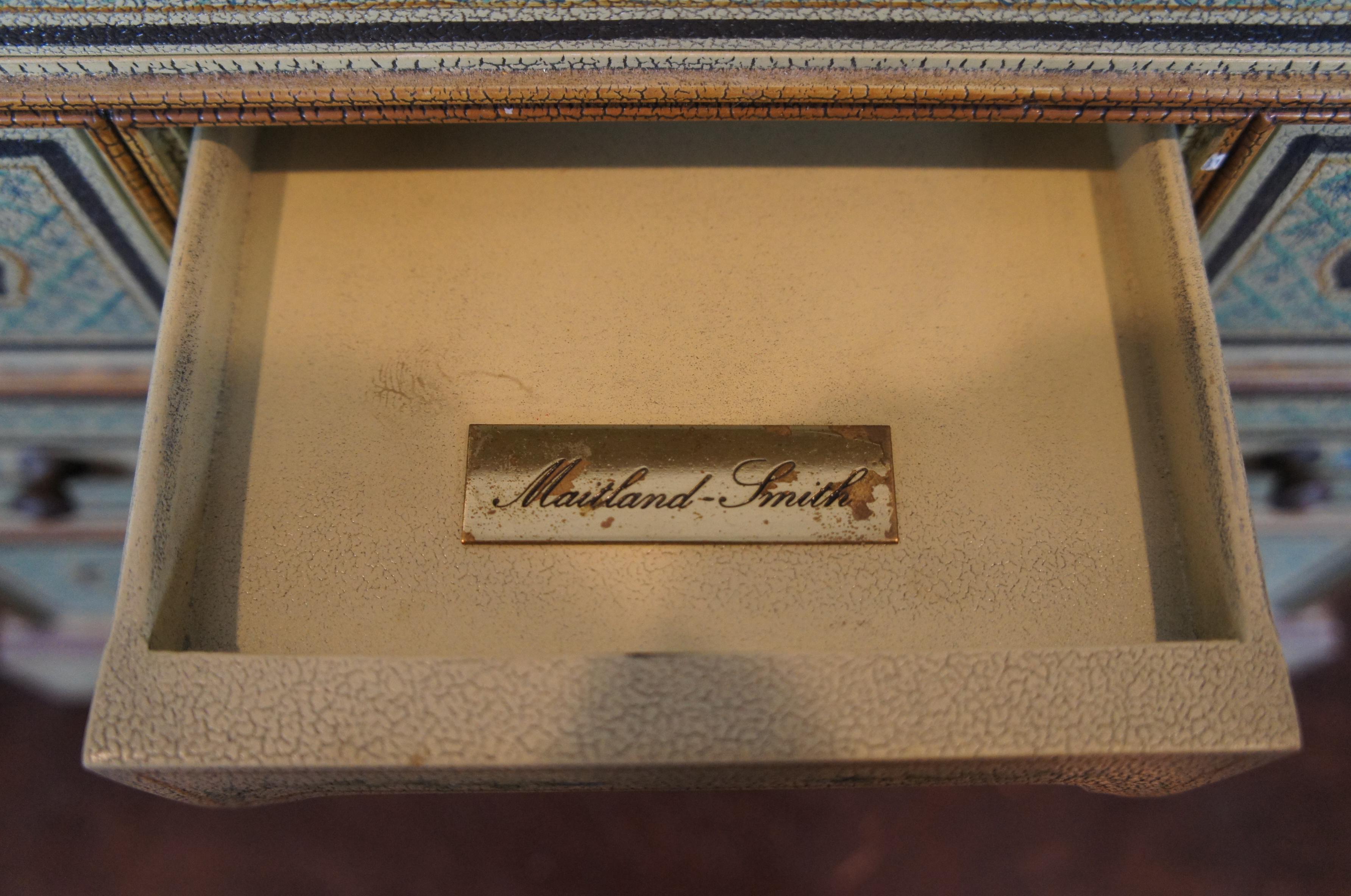 20th Century Vintage Maitland Smith Miniature Knee Hole Desk Keepsake Jewelry Box Chest For Sale
