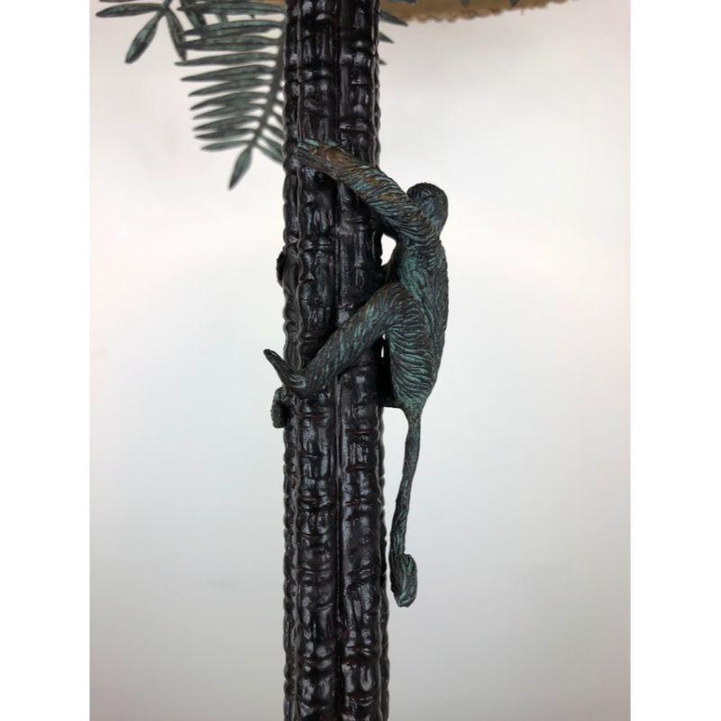 MAITLAND SMITH Monkeys Climbing Palm Tree Bronze Lamp In Good Condition In Charlotte, NC